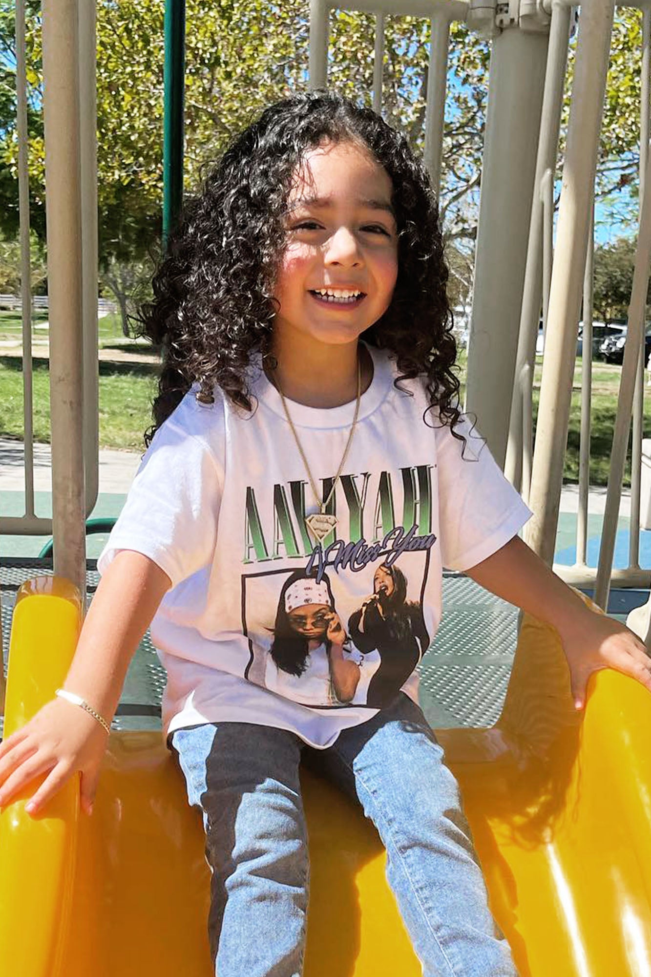 Mini Aaliyah I Miss You Top - White
