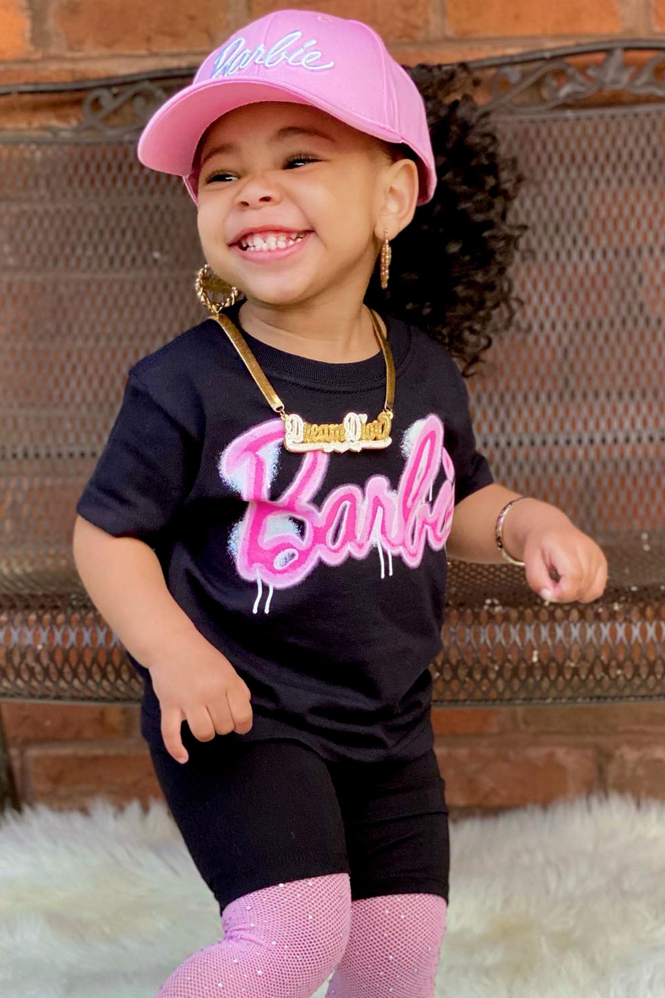 Mini Barbie Graffiti Tee - Black