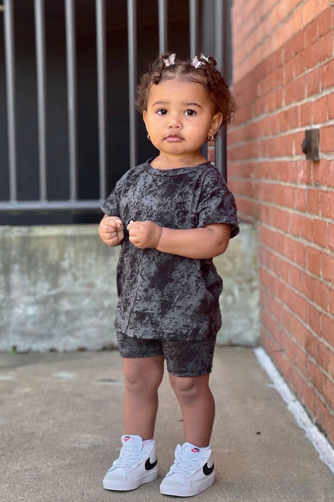 Mini Chelsea Biker Short Set - Black