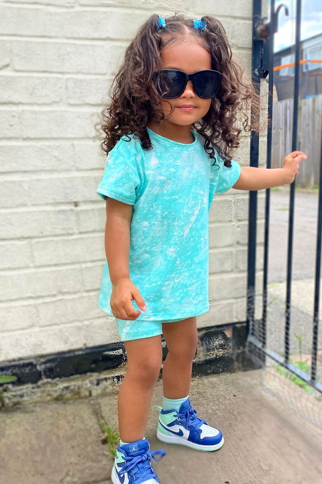 Mini Chelsea Biker Short Set - Mint