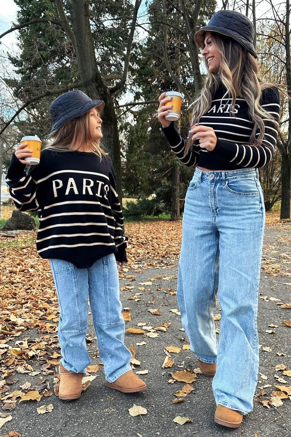 Mini J'adore Paris Striped Sweater - Black