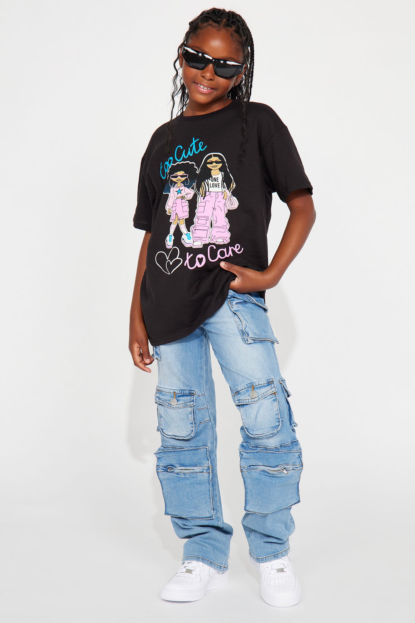Mini Lily High Rise Cargo Jeans - Light Wash