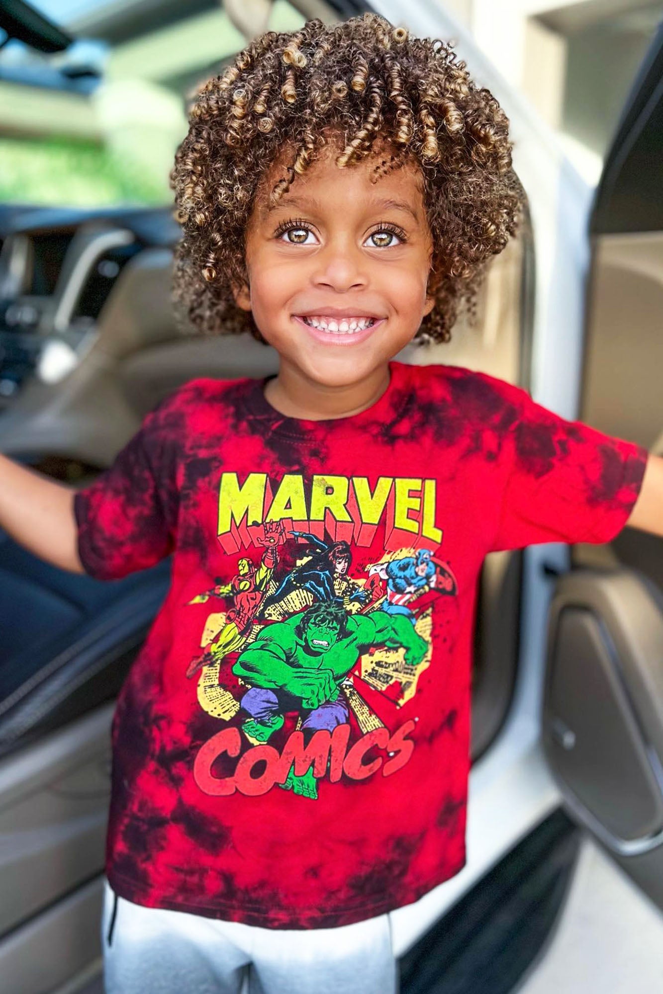 Mini Marvel Comics Tie Dye Tee - Red/combo