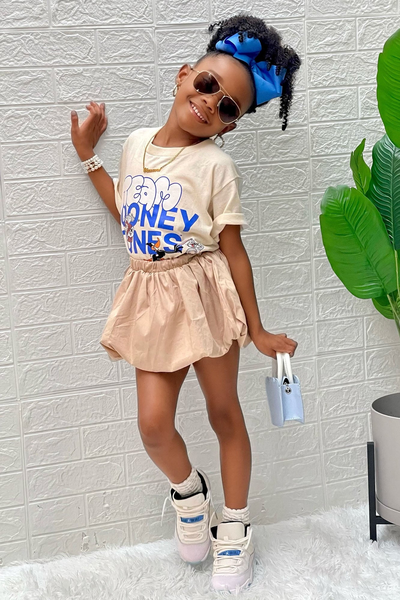 Mini Noelle Poplin Bubble Skort - Taupe