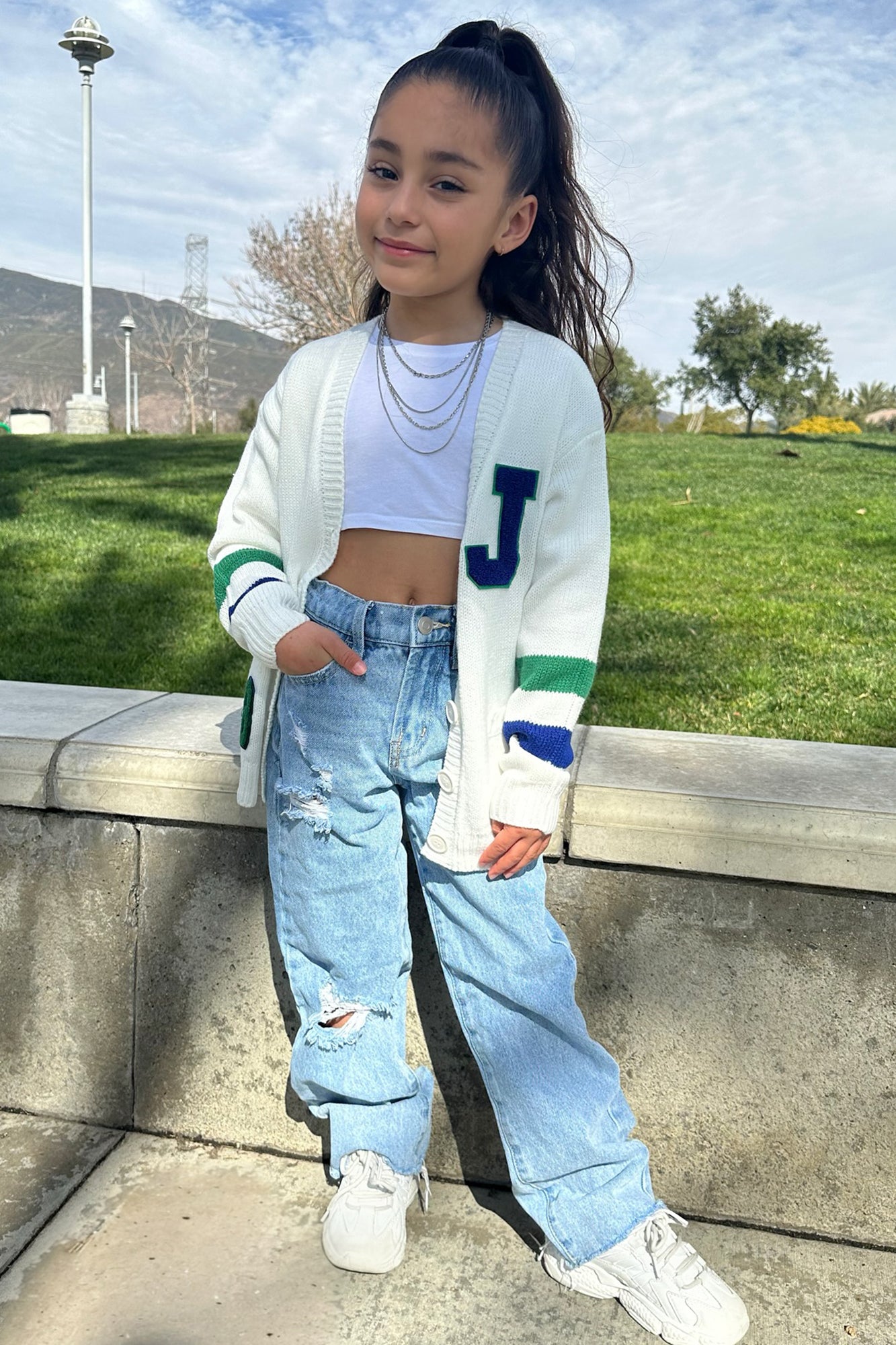 Mini Topanga 90's Ripped Straight Leg Jeans - Medium Wash
