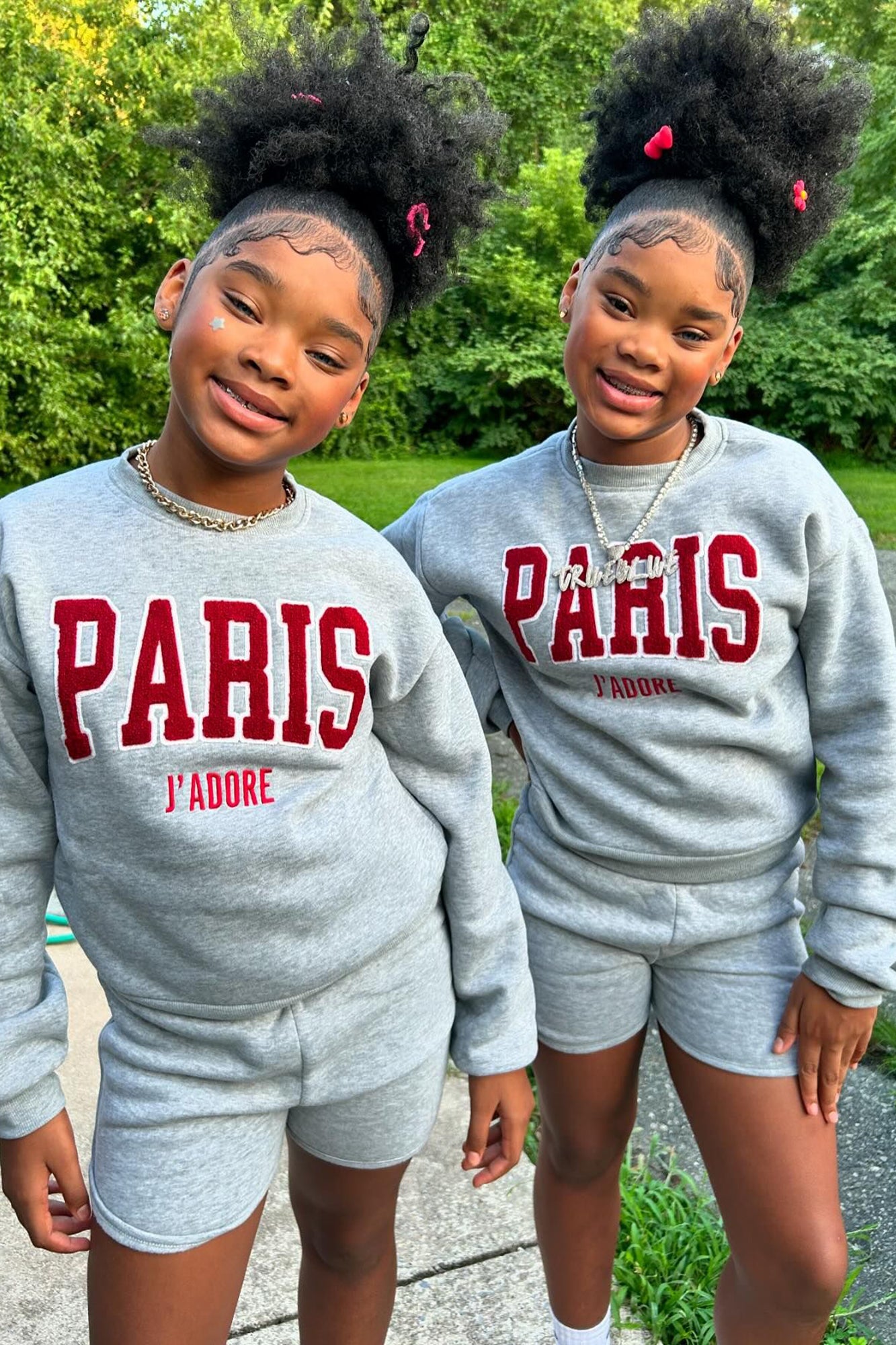 Mini When In Paris Fleece Short Set - Grey