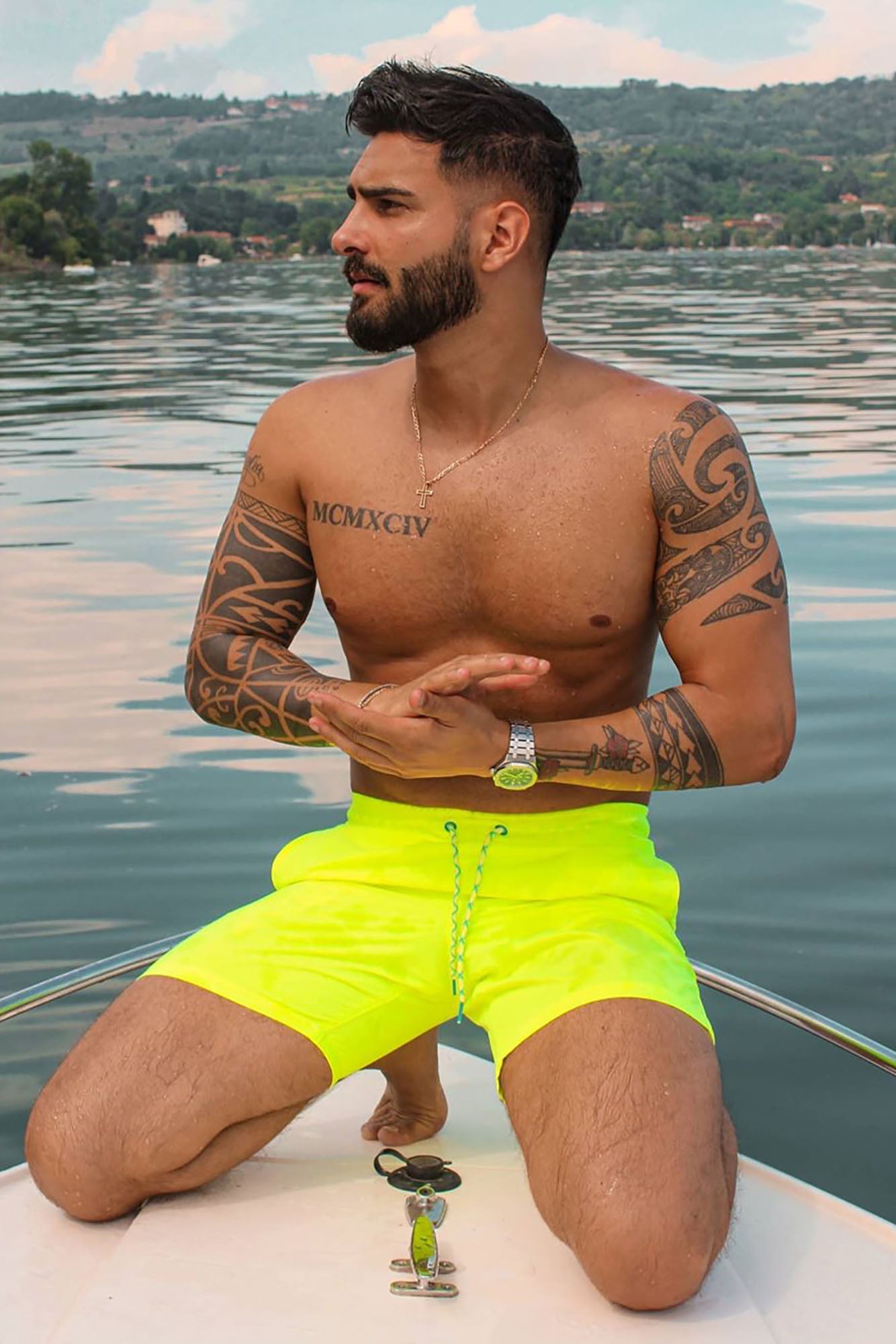 Montez Stretch Swim Trunk 7″ - Neon Yellow