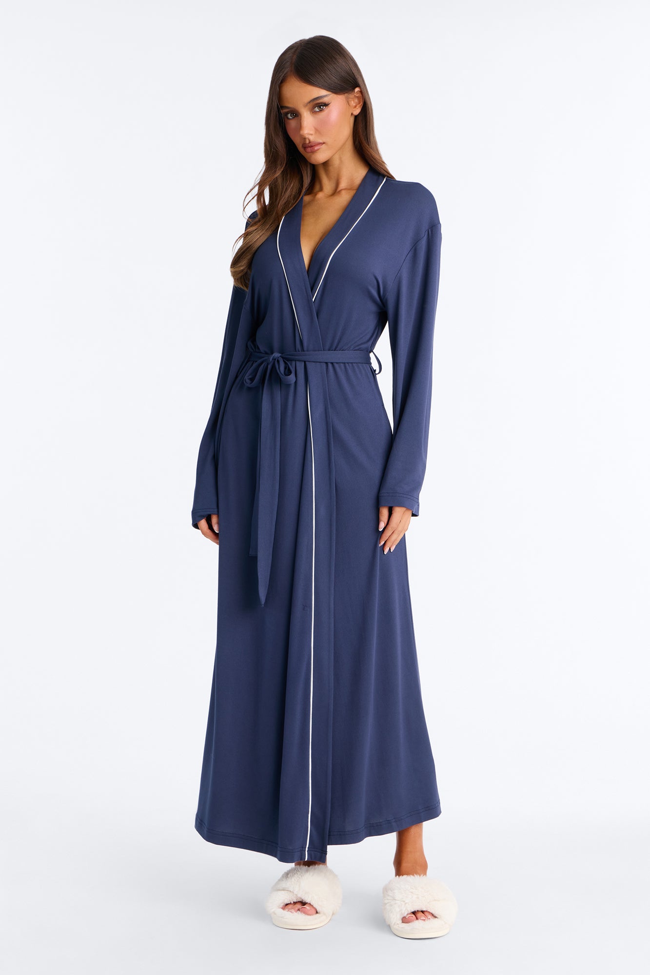 In the Morning PJ Long Robe - Navy