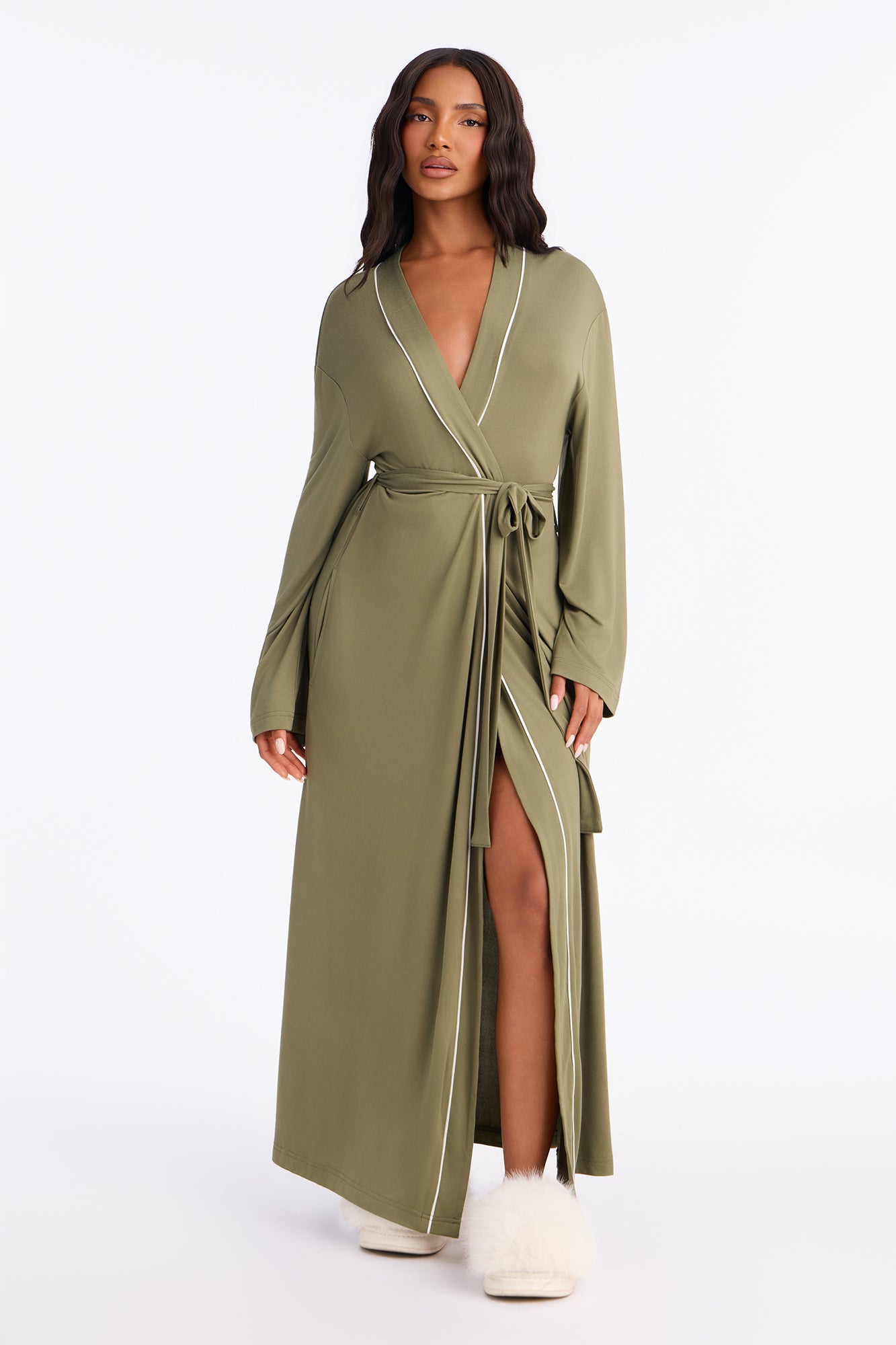 In the Morning PJ Long Robe - Olive