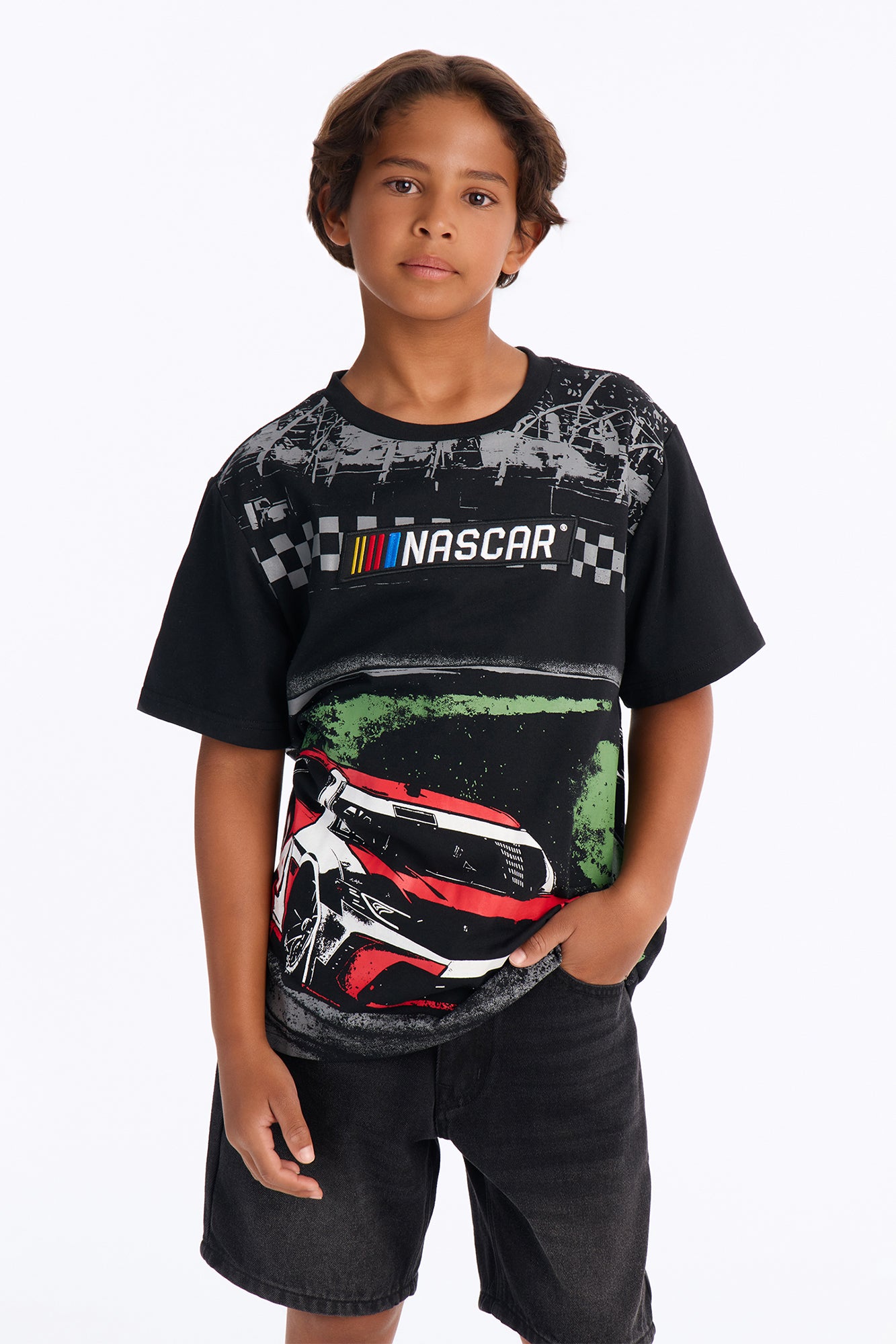 Mini Daytona 500 Nascar Front/Back Short Sleeve Tee - Black