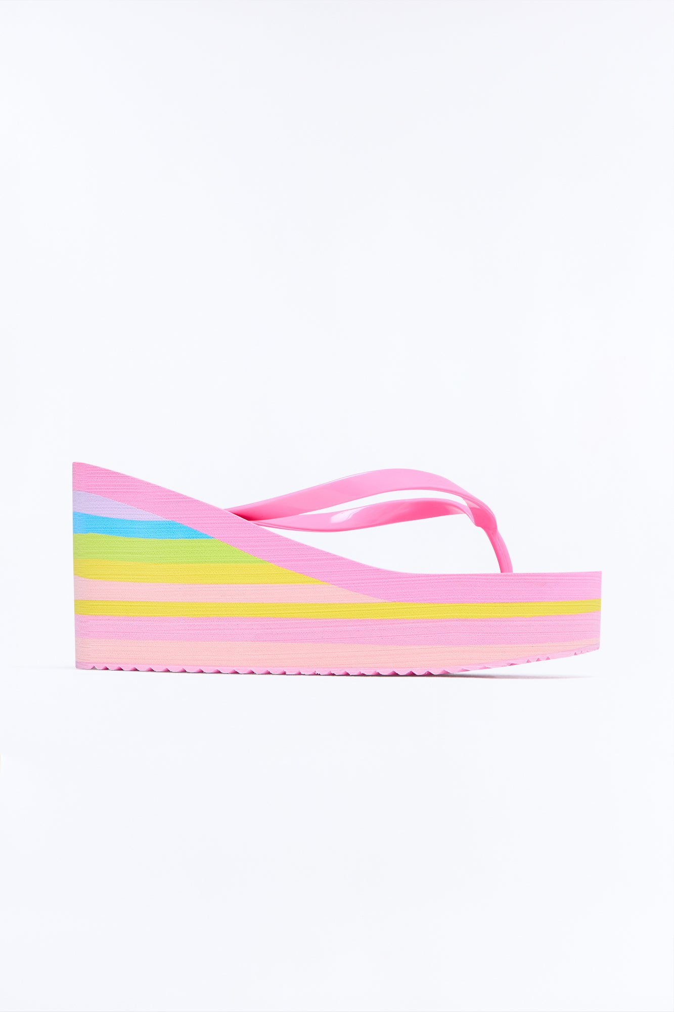 Saturday Thong Platform Wedges - Pink/combo