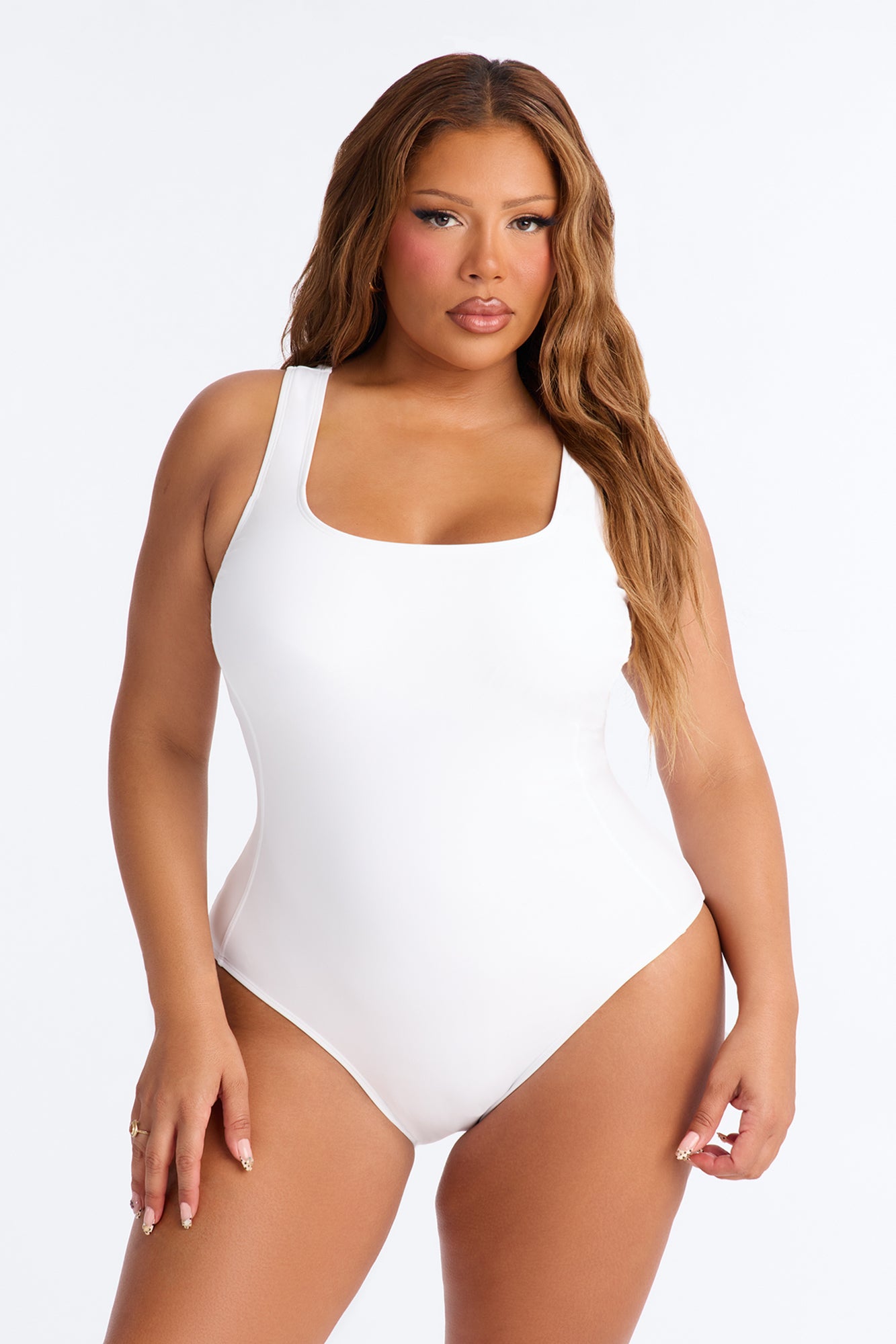 Favorite Summer Racerback 1 Piece Swimsuit - White