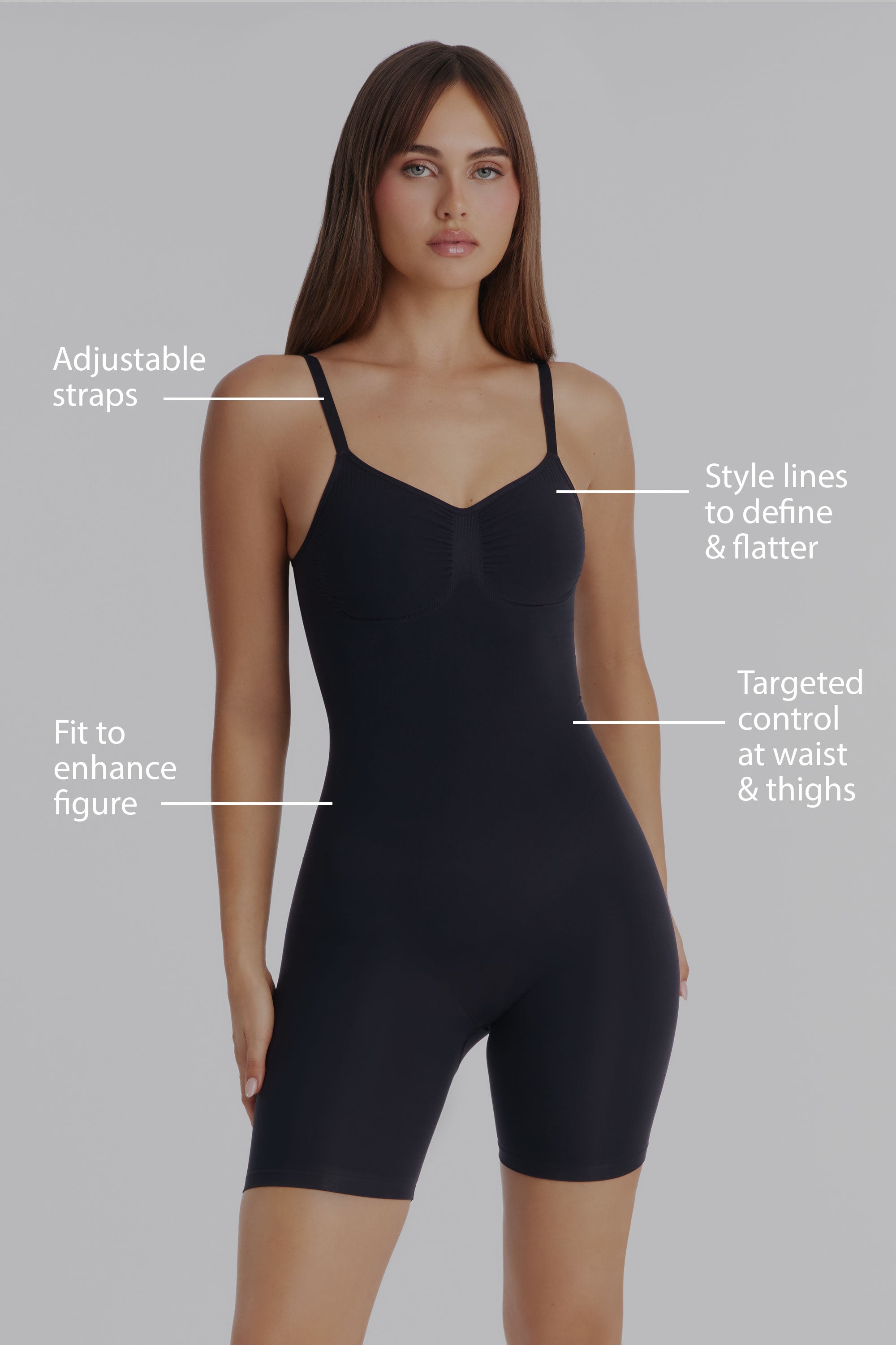 Nova Sculpt Seamless Strong Compression Low Back Thigh Shaping Bodysuit - Black