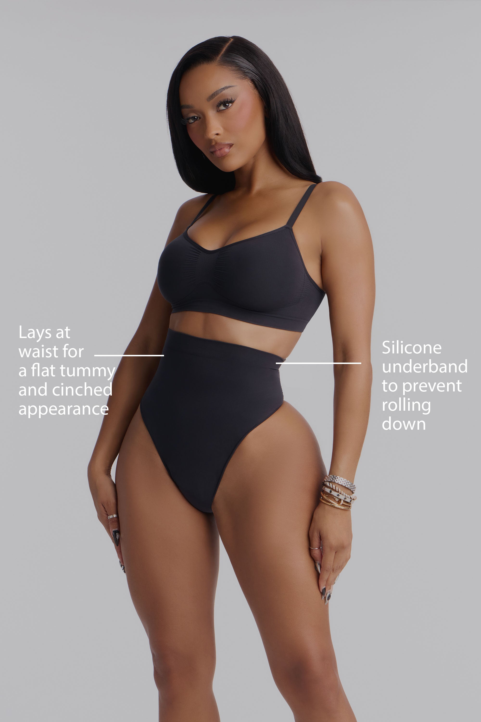 Nova Sculpt Seamless Strong Compression Mid Waist Thong - Black