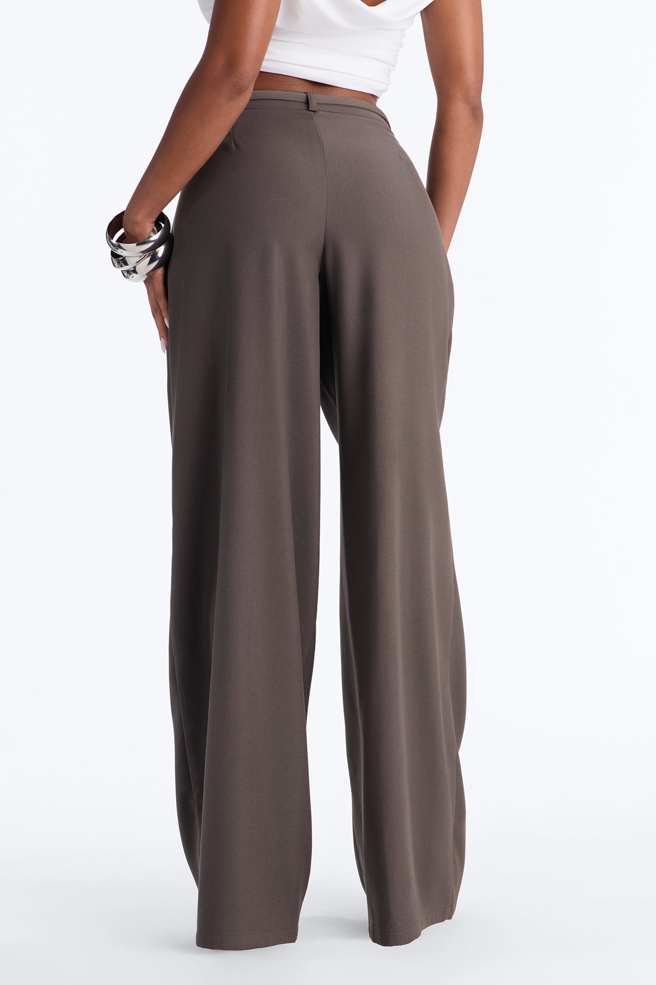Mischa Low Rise Slouchy Belted Trouser - Charcoal