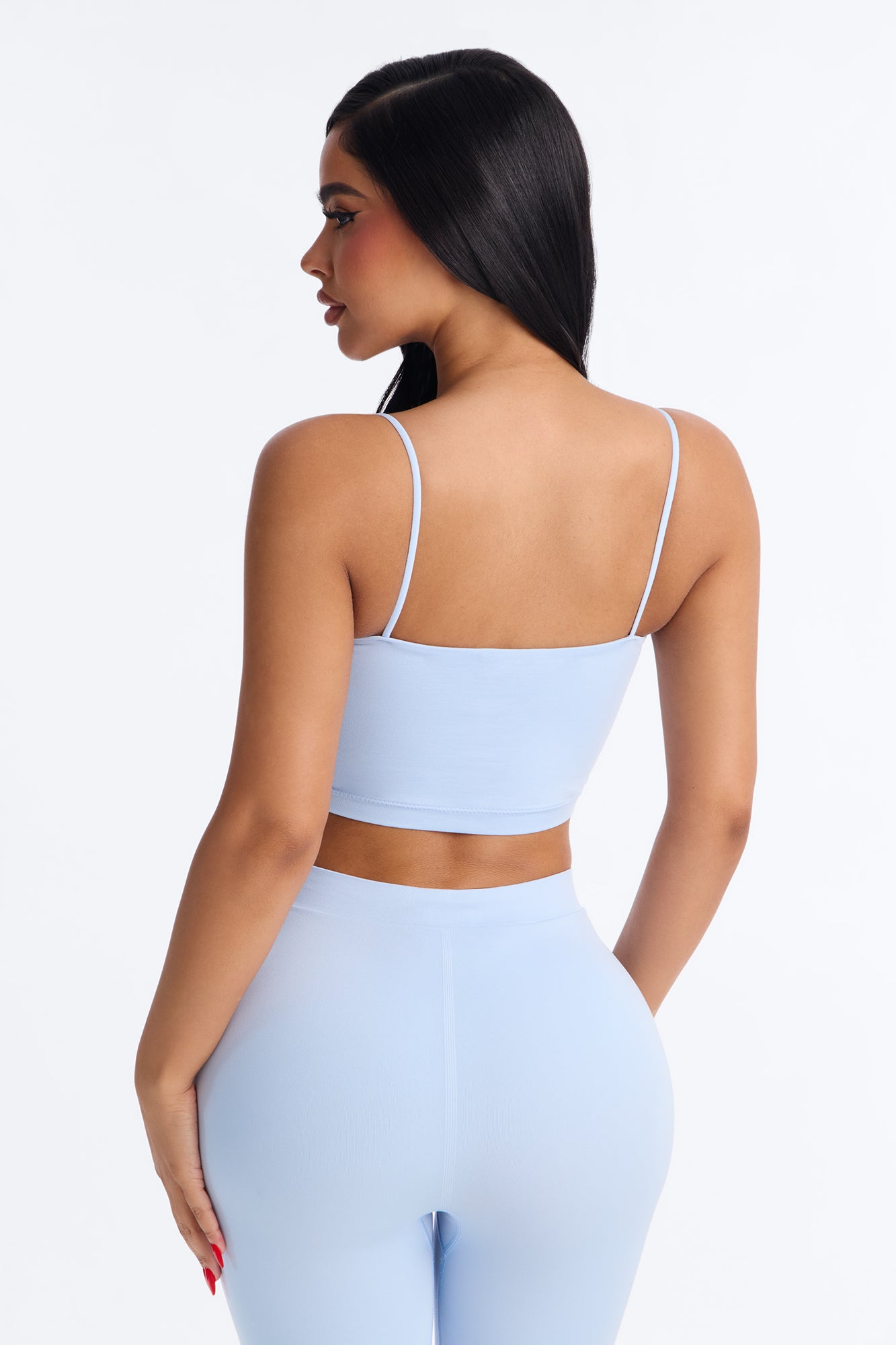 Seamless Smooth Base Layer Double Lined Cami Crop Top - SkyBlue