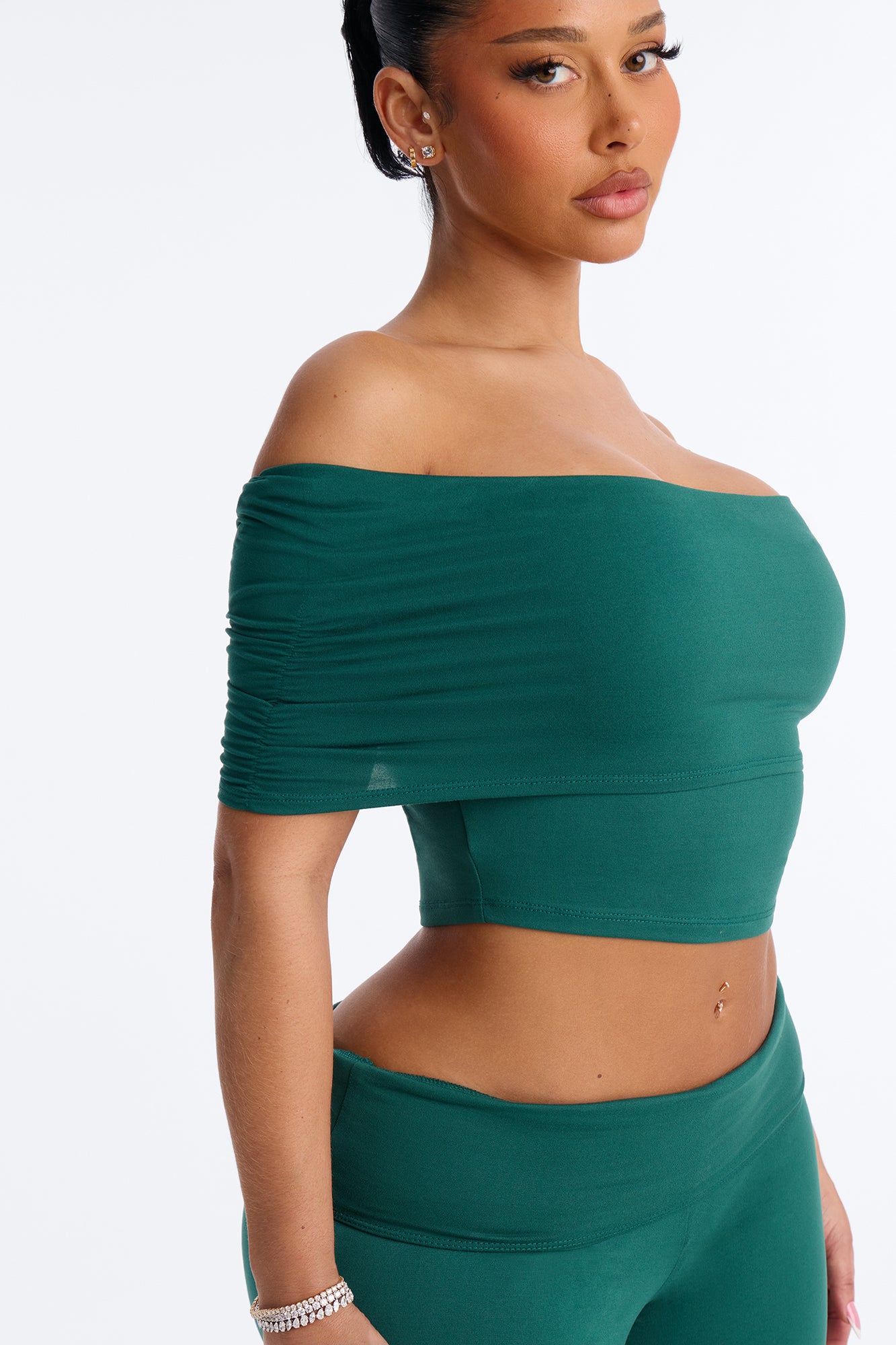 Nola Off Shoulder Pant Set - Hunter