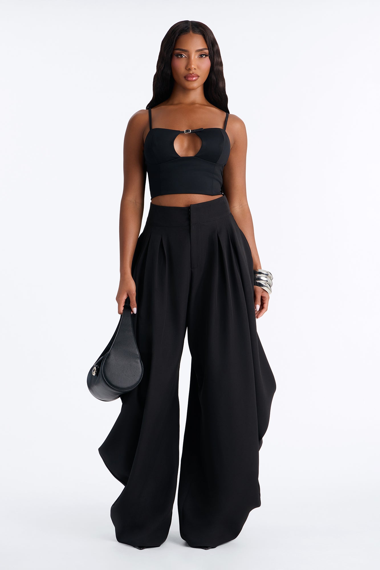 Naomi Exaggerated Barrel Leg Trouser - Black