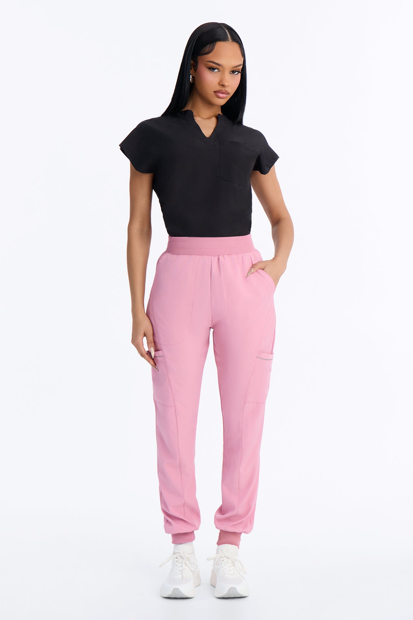 Pro Care Reflective Piping Jogger Uniform Scrub Bottoms - Mauve
