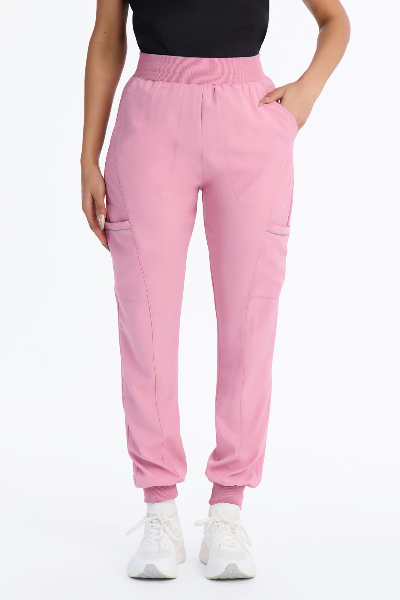 Pro Care Reflective Piping Jogger Uniform Scrub Bottoms - Mauve