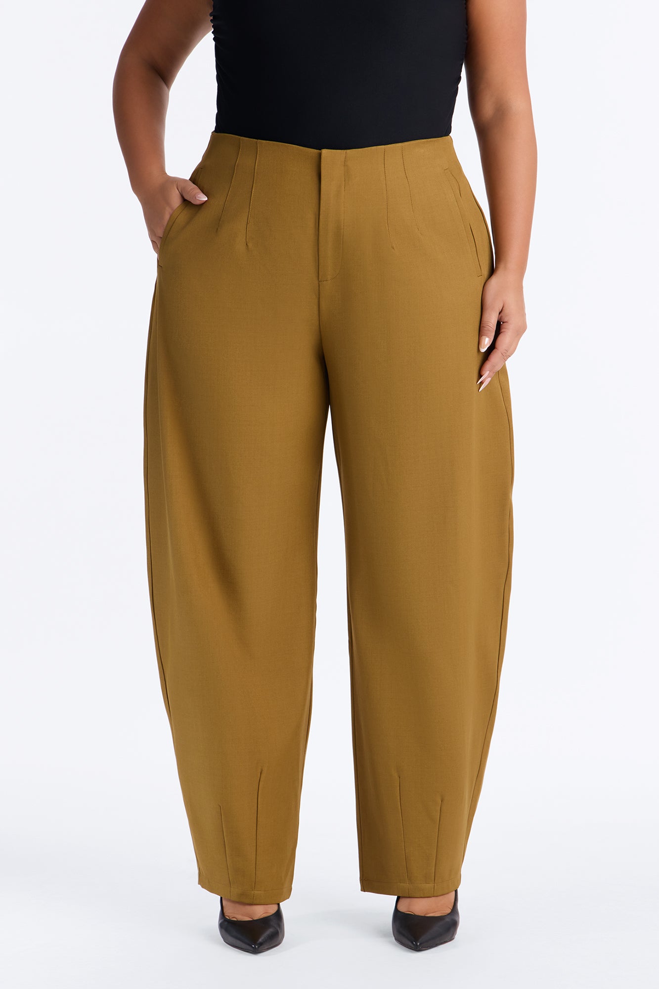Margaret Barrel Trouser Pants 32″ - Olive