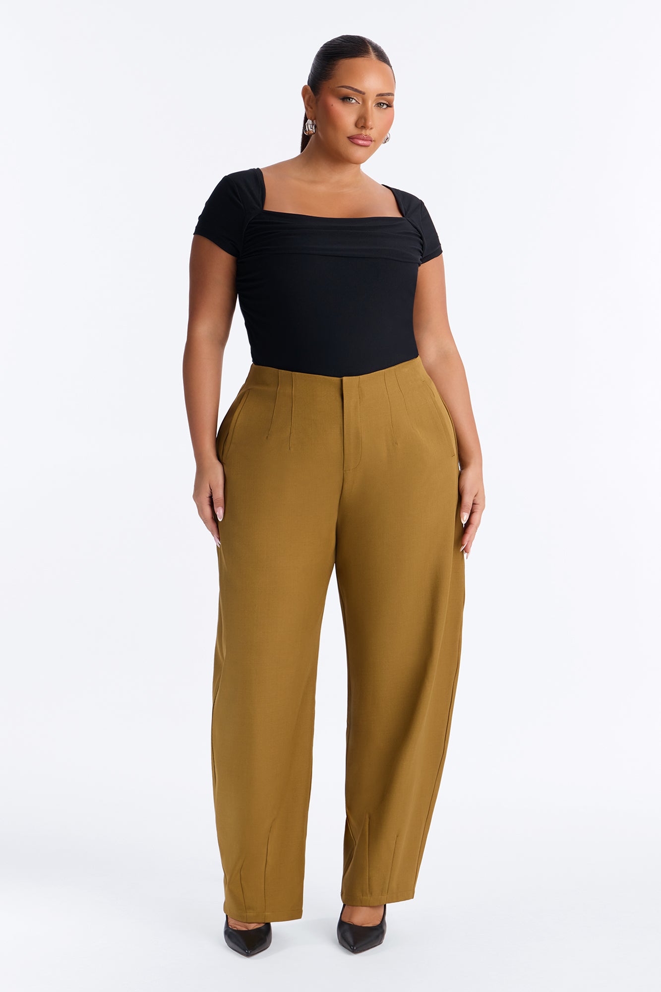 Margaret Barrel Trouser Pants 32″ - Olive