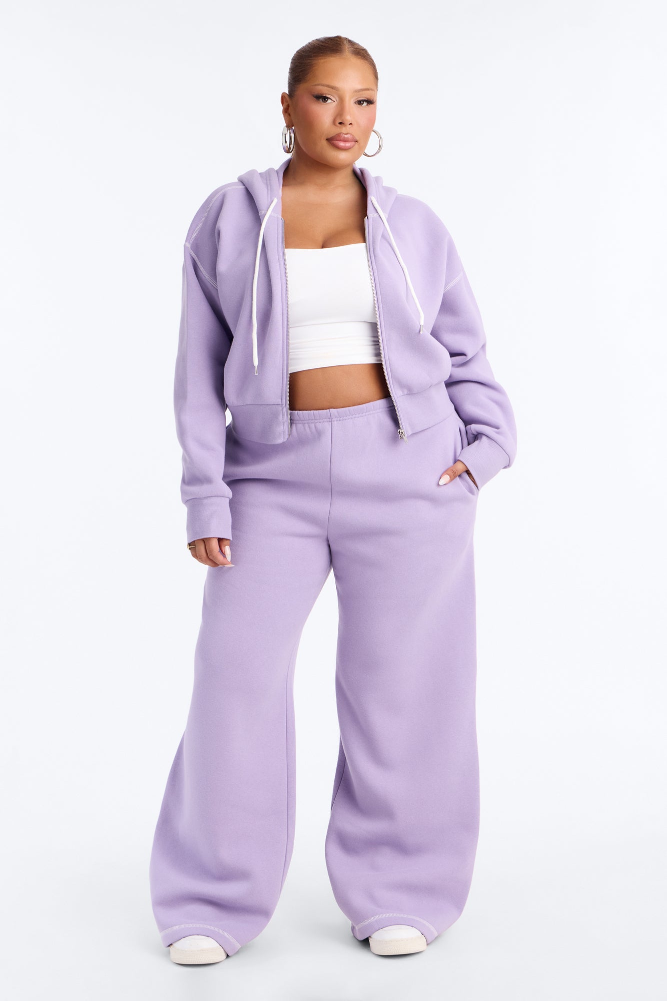 Sadie Fleece Pant Set - Lilac