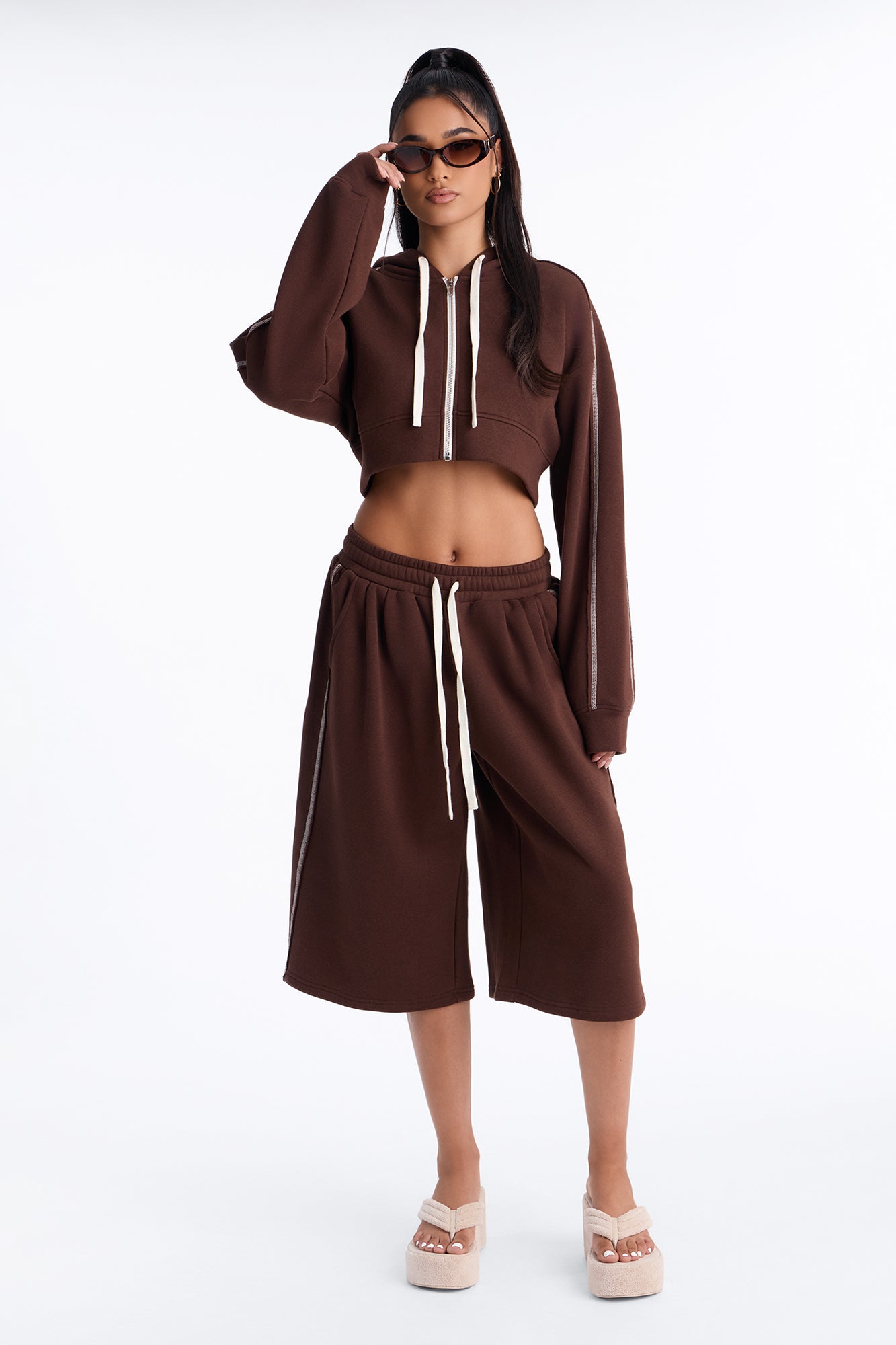 Kaia Fleece Jort Set - Chocolate