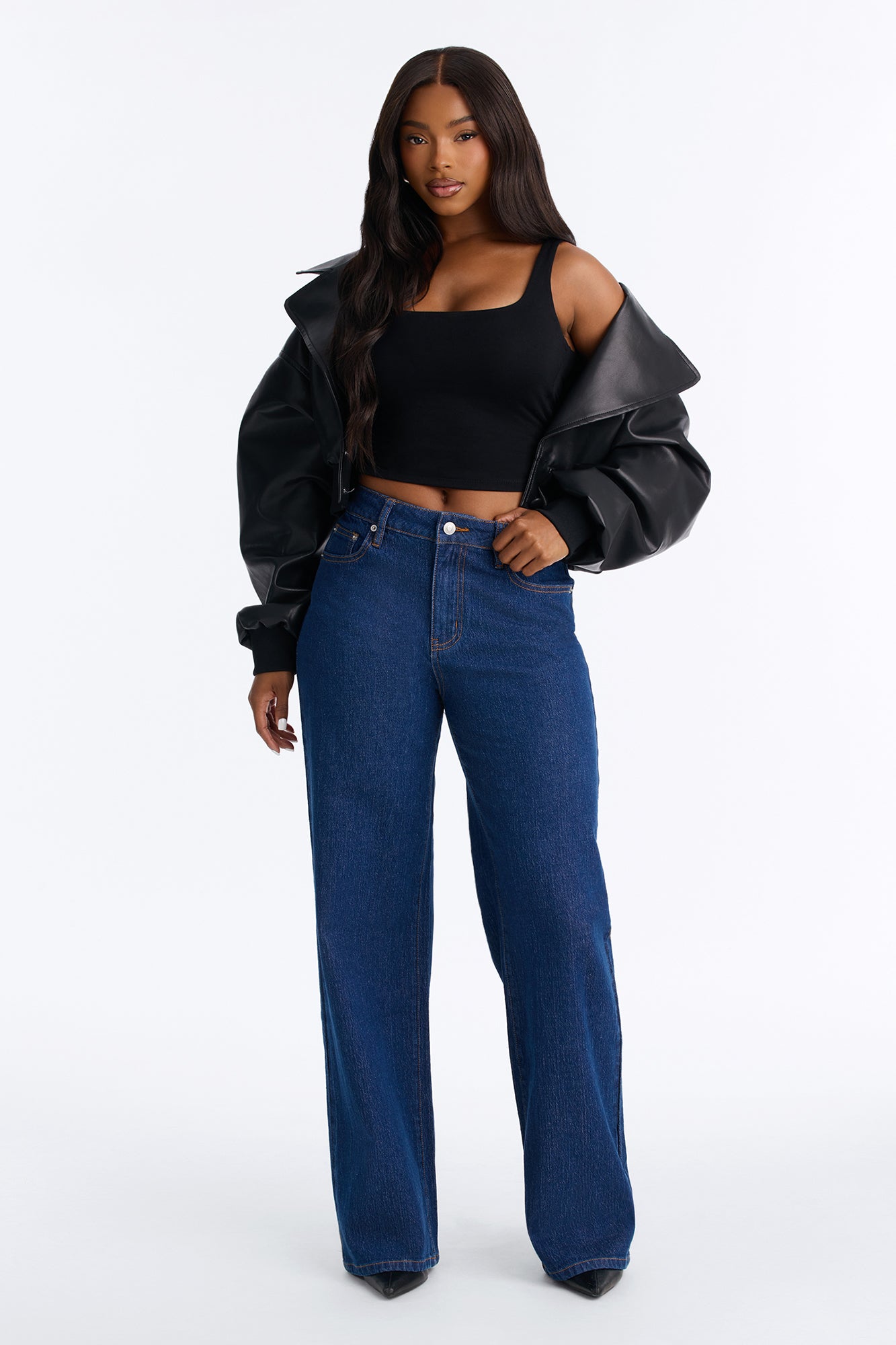 Next Chapter Baggy Wide Leg Jeans - Dark Denim