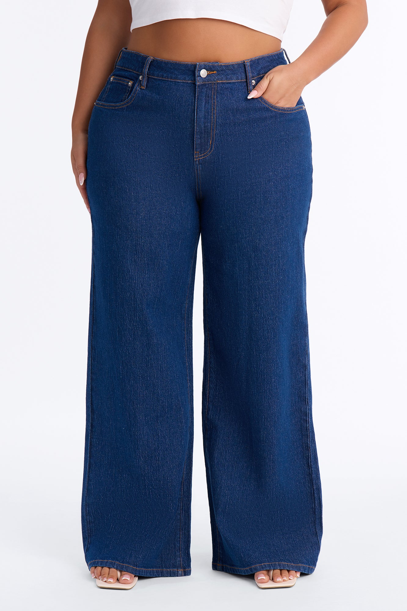 Next Chapter Baggy Wide Leg Jeans - Dark Denim