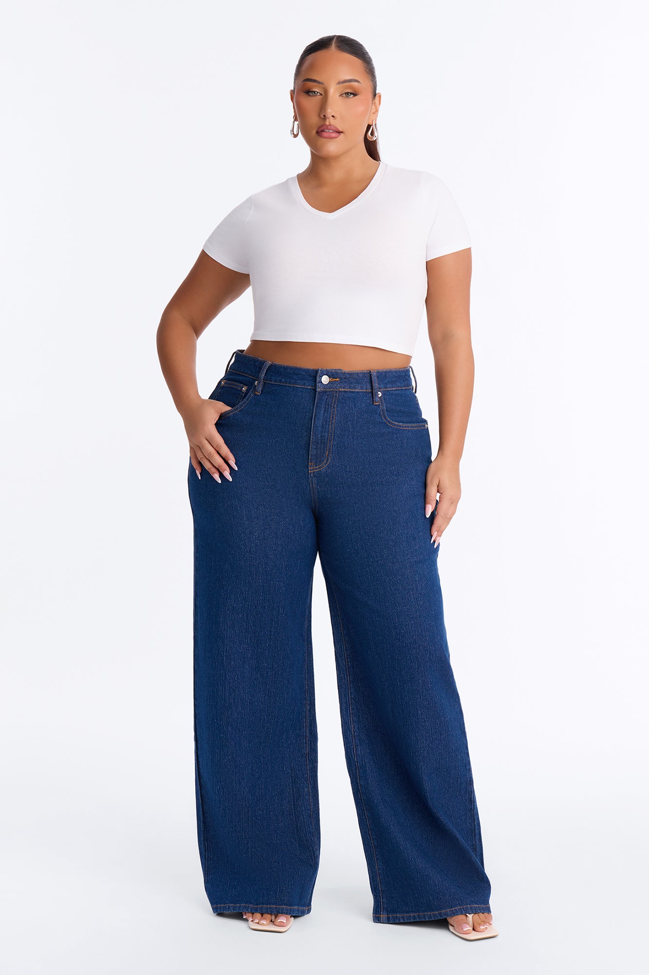 Next Chapter Baggy Wide Leg Jeans - Dark Denim