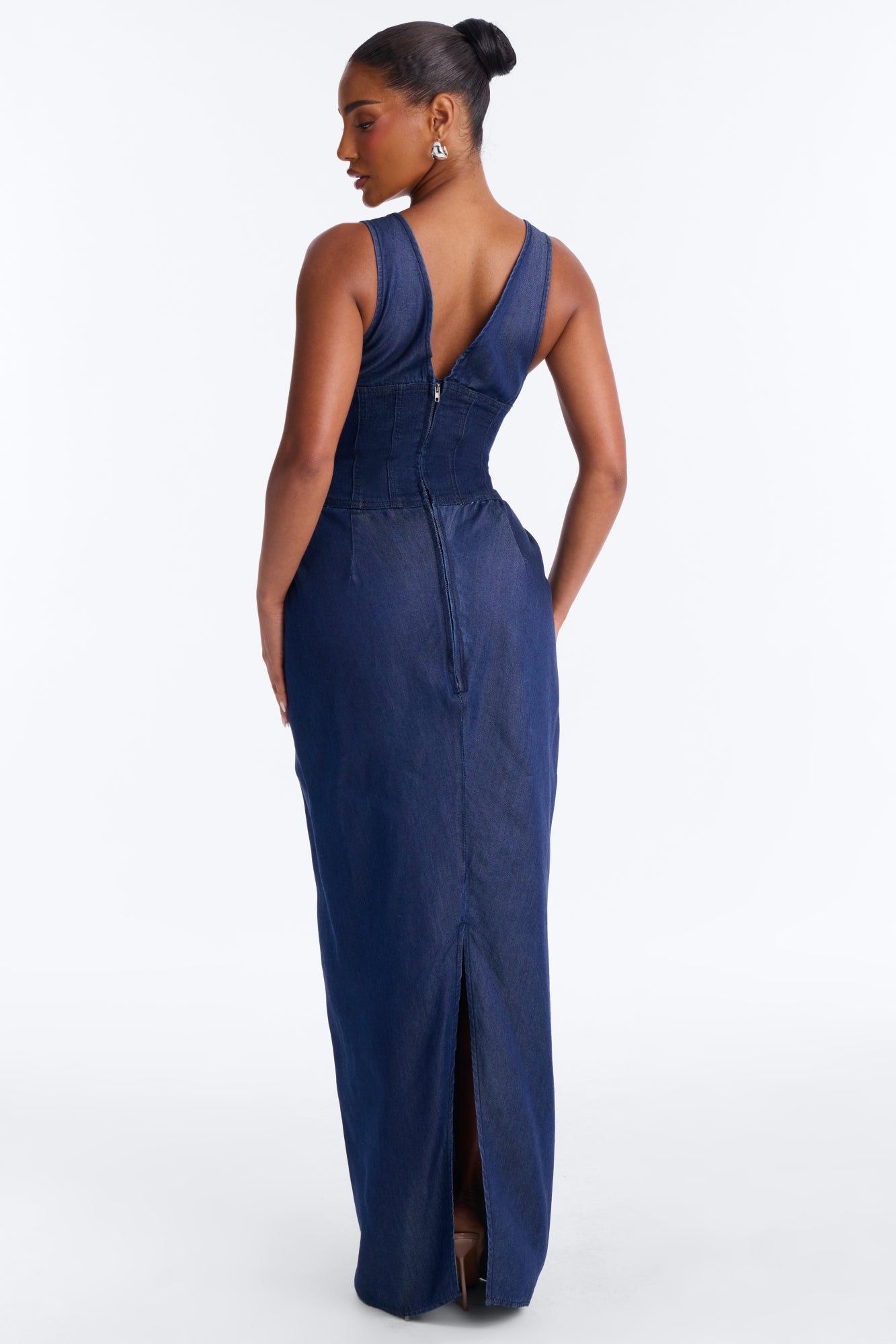 Melody Corset Denim Maxi Dress - Dark Denim