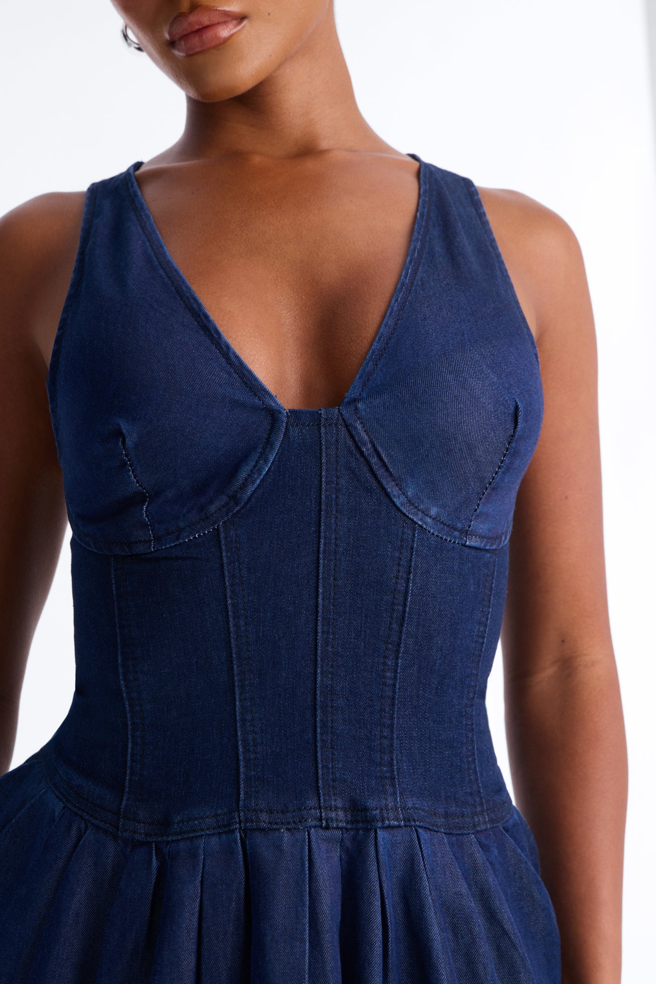 Melody Corset Denim Maxi Dress - Dark Denim