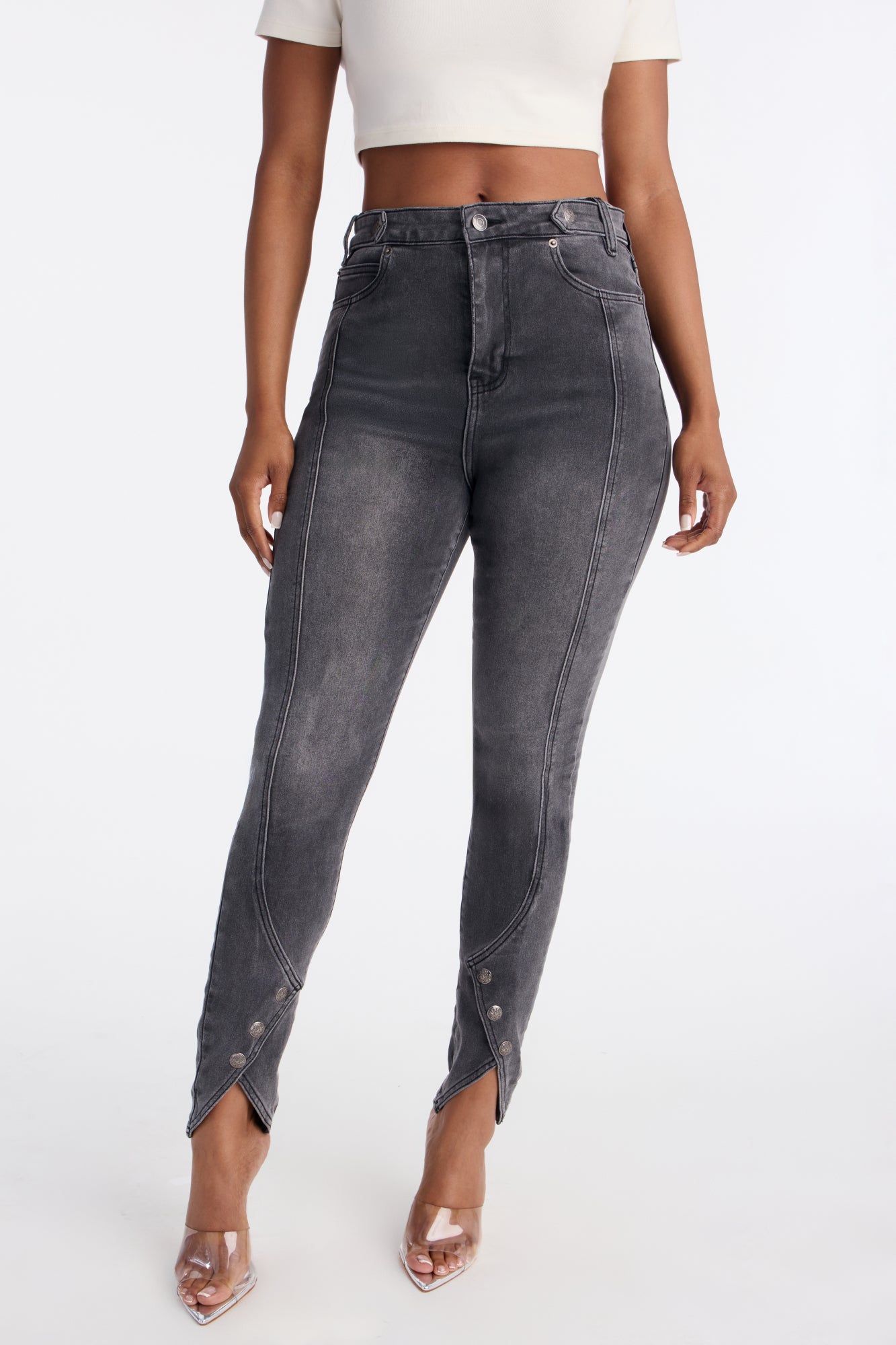 Out Past Midnight High Rise Stretch Skinny Jeans - Black