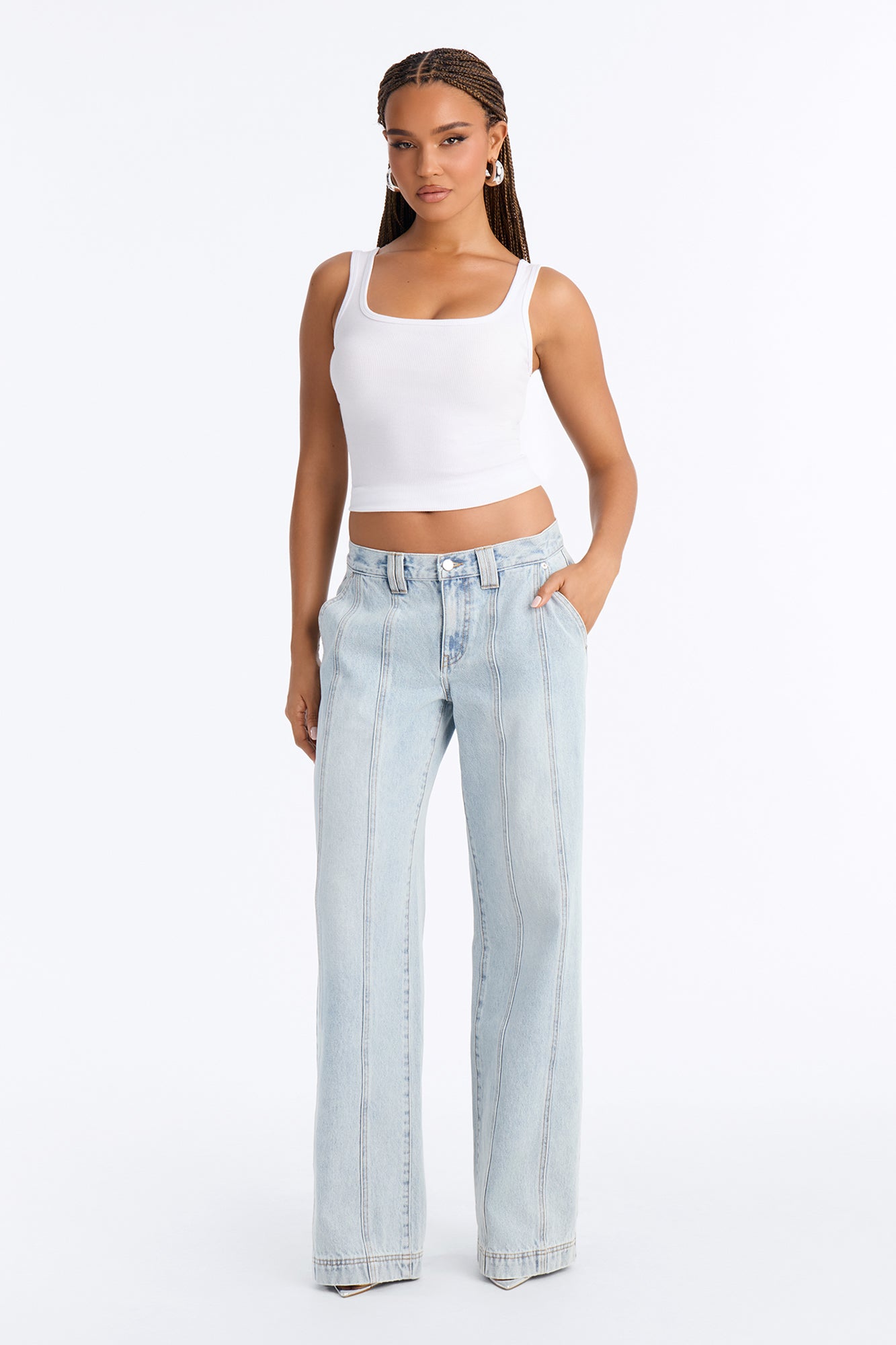 Seams Like Trouble Non Stretch Straight Leg Jeans - Light Wash