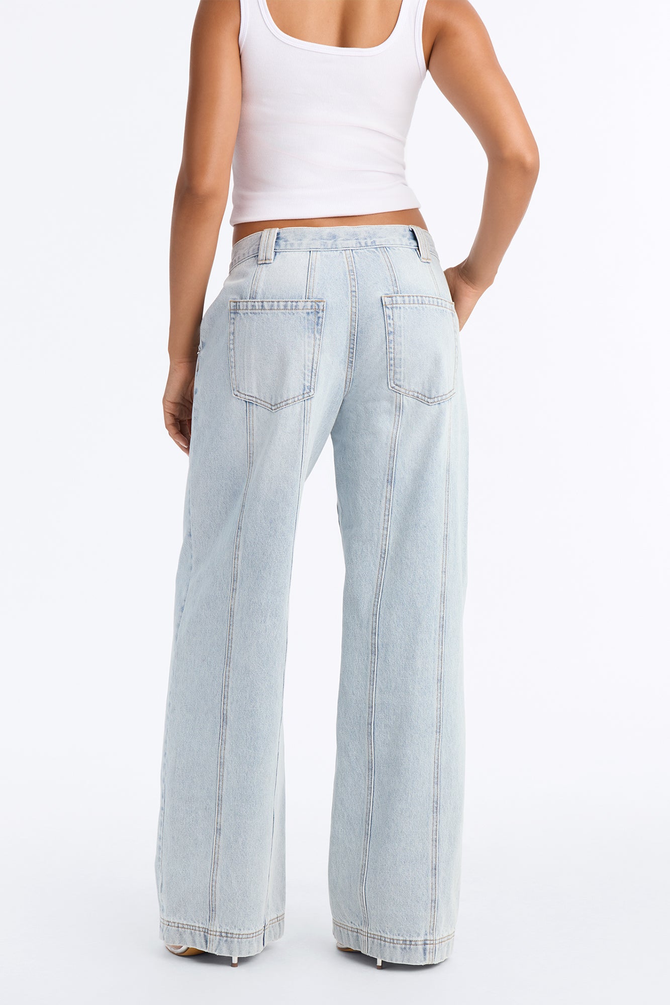Seams Like Trouble Non Stretch Straight Leg Jeans - Light Wash