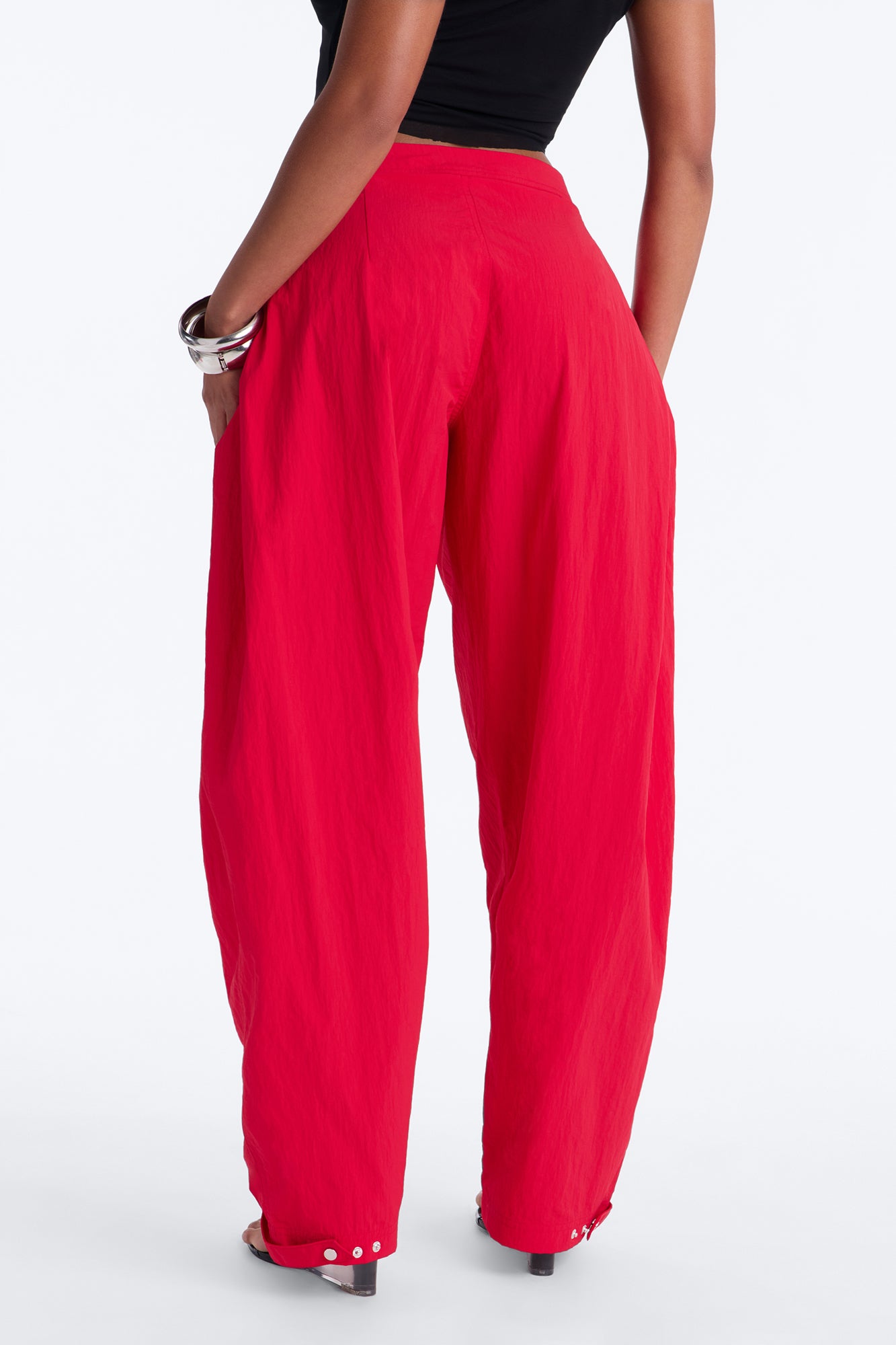 Nylon Windbreaker Pant - Red