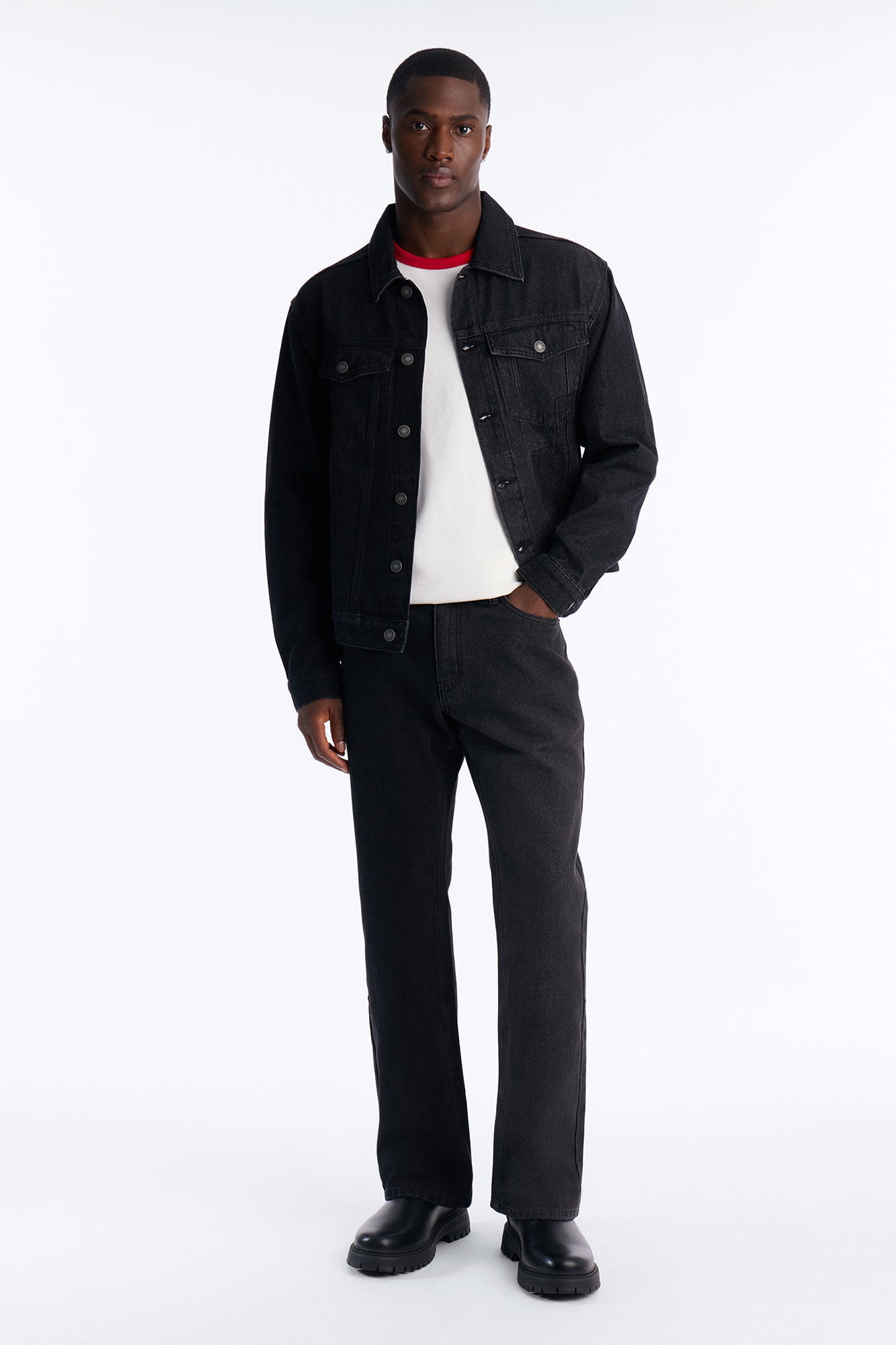 Straight Flare Shadow Shaded Jean - Black Wash