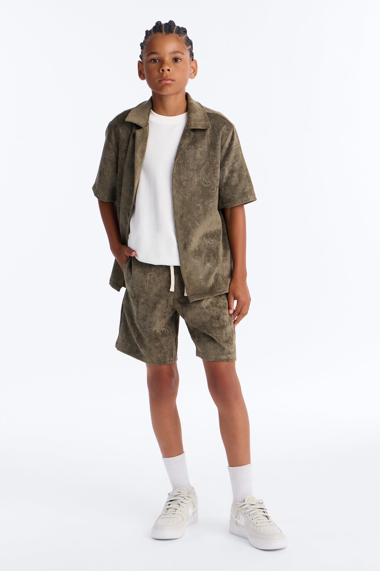 Mini Relaxed Field Of Paisley Short - Olive