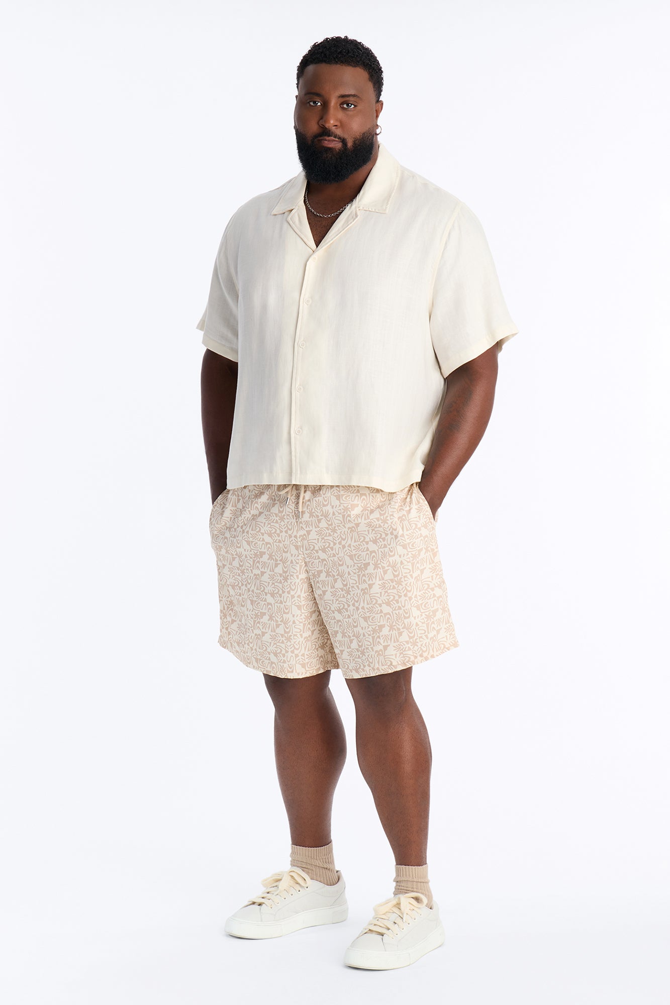 Capri Checkered Swim Trunk 7″ - Taupe