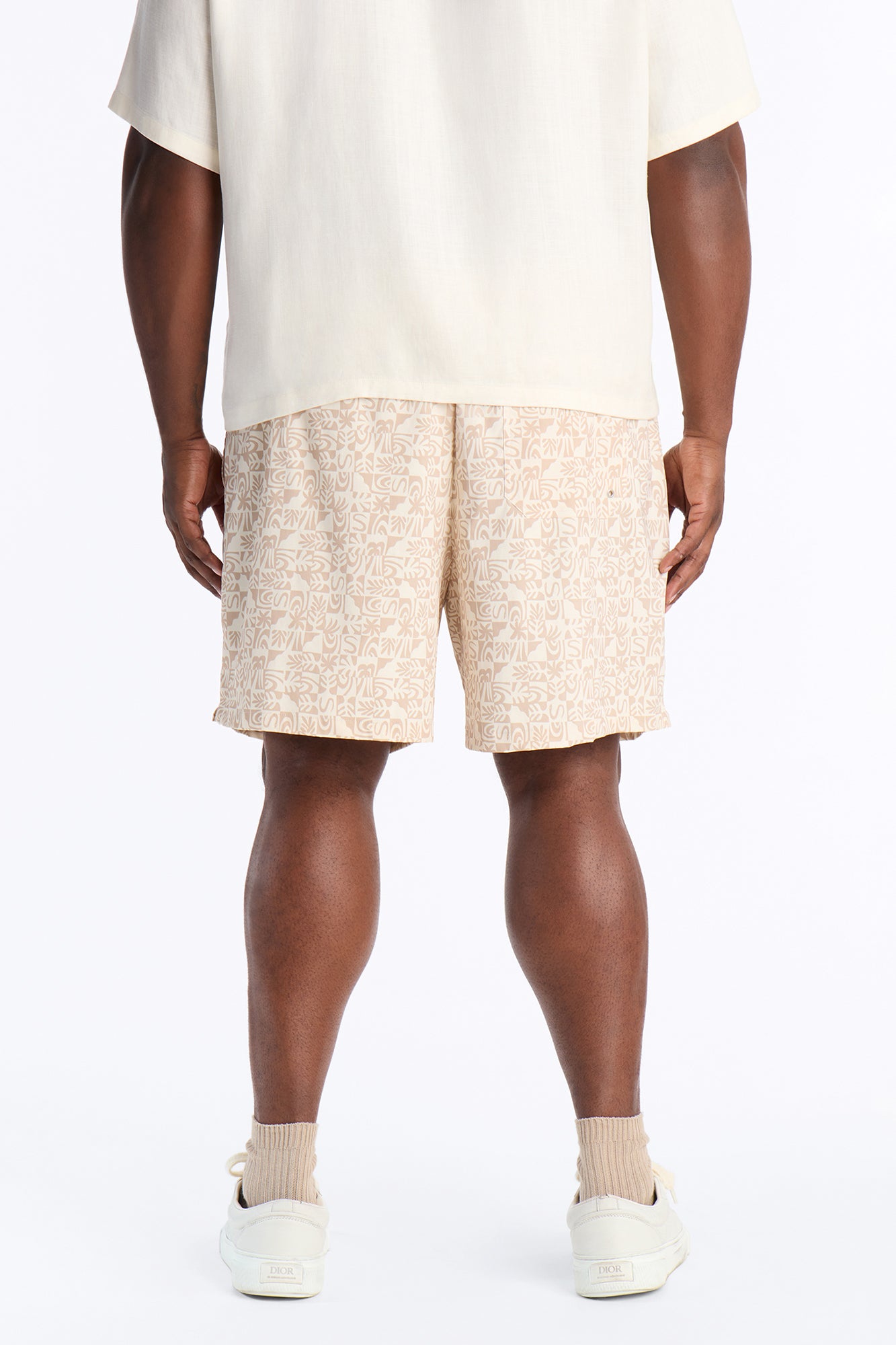 Capri Checkered Swim Trunk 7″ - Taupe
