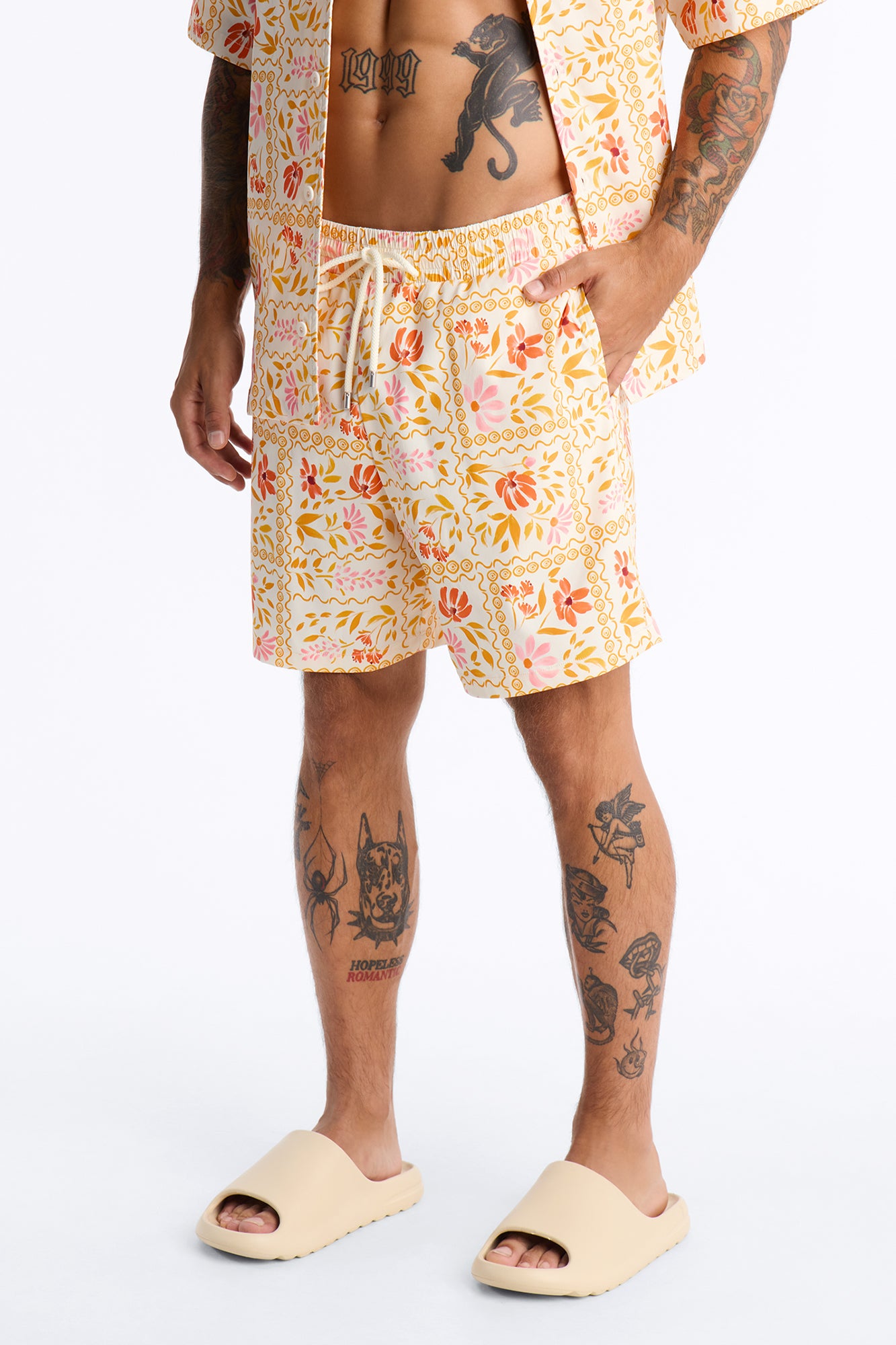 Gardenia Swim Trunk 7″ - Orange/combo