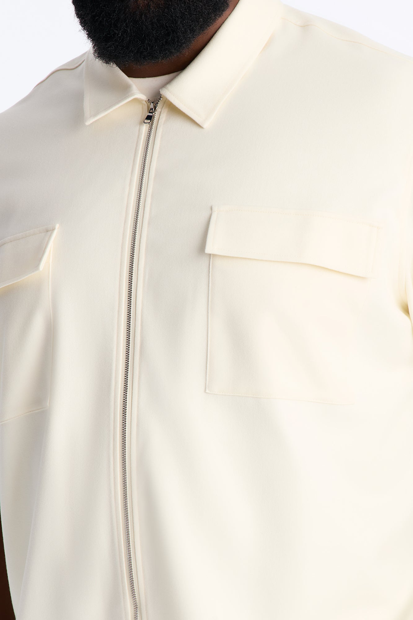 Moderne Cargo Full Zip Shirt - Cream