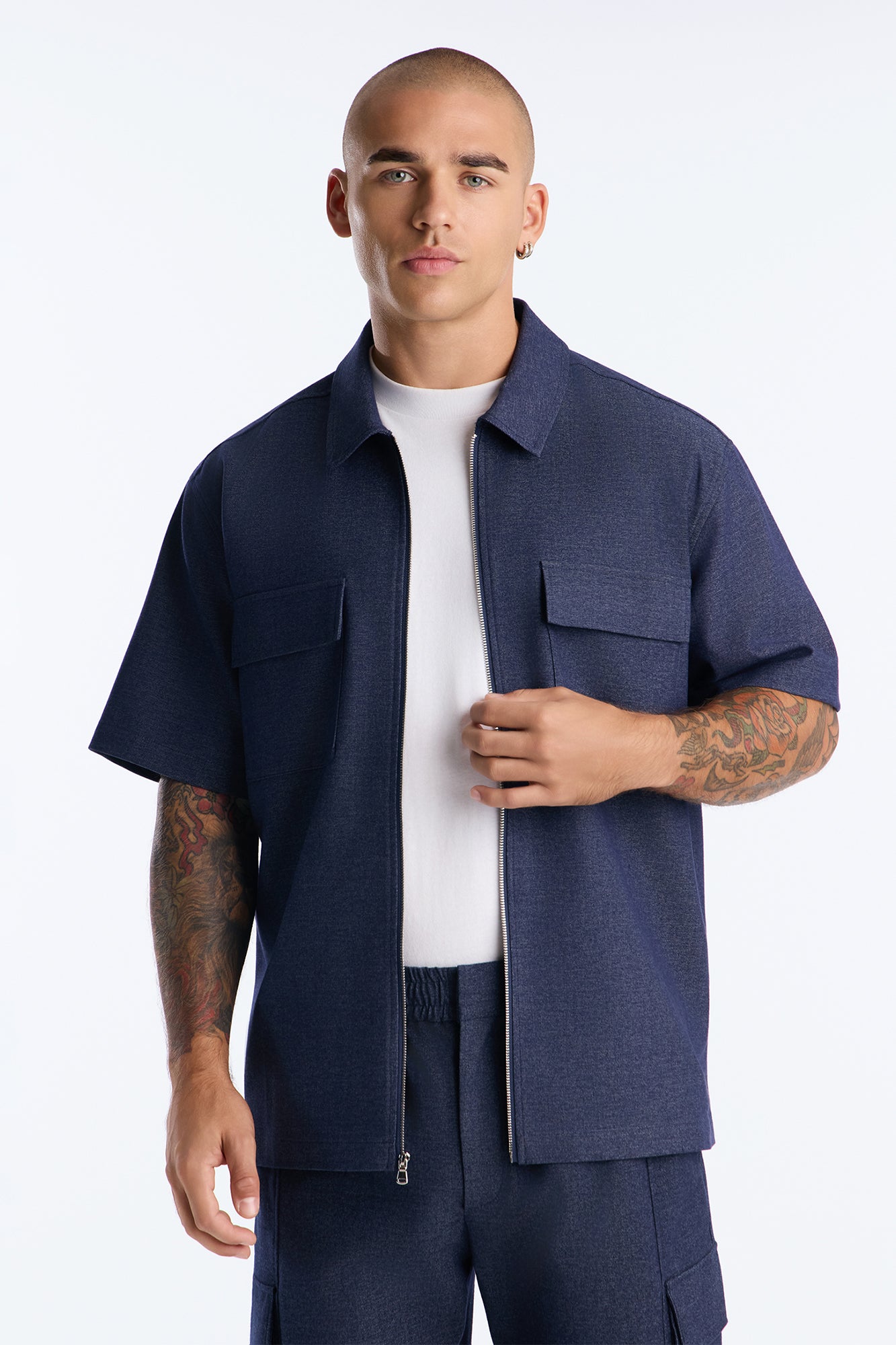 Moderne Cargo Full Zip Shirt - Navy