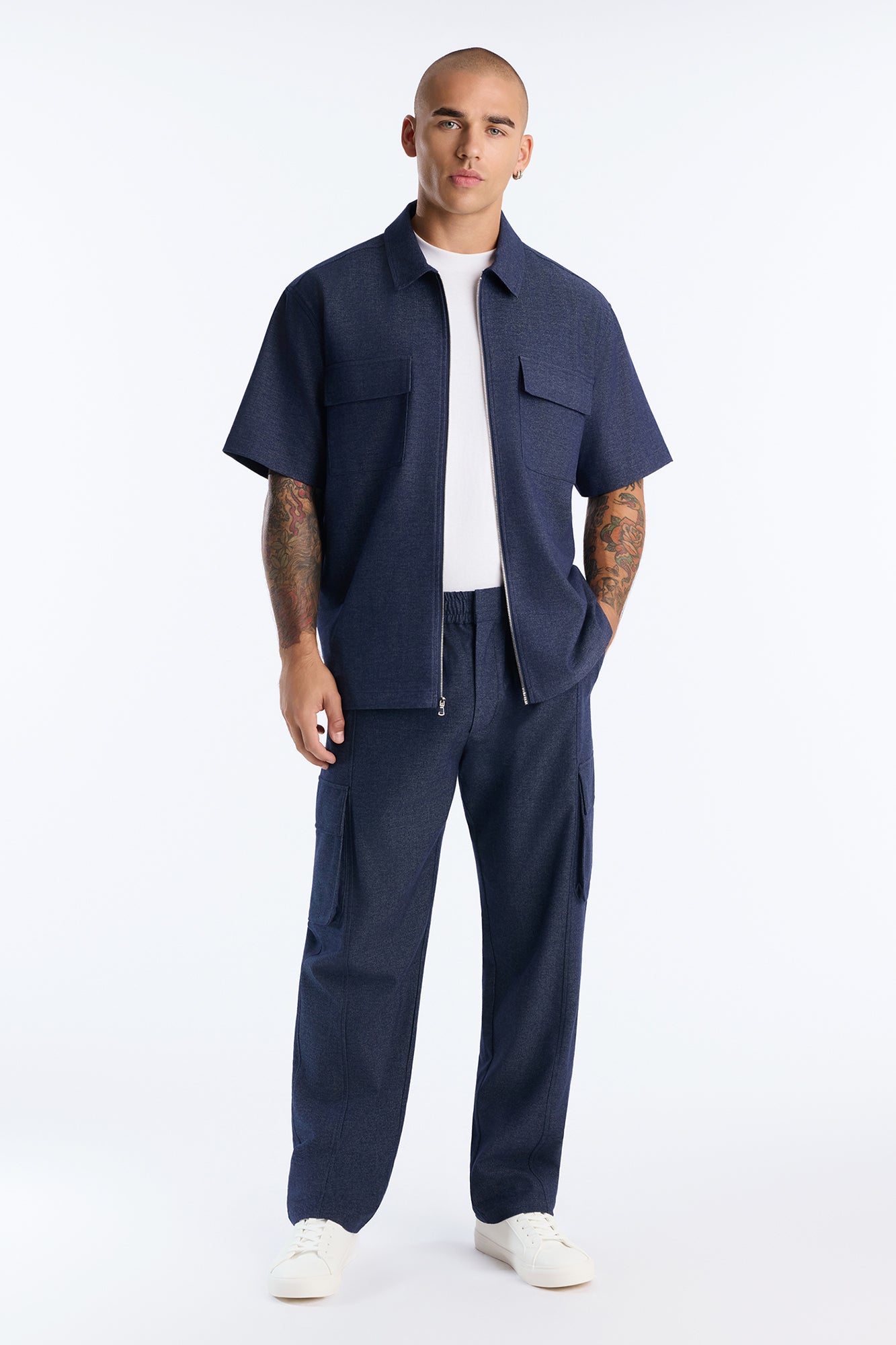 Moderne Cargo Full Zip Shirt - Navy