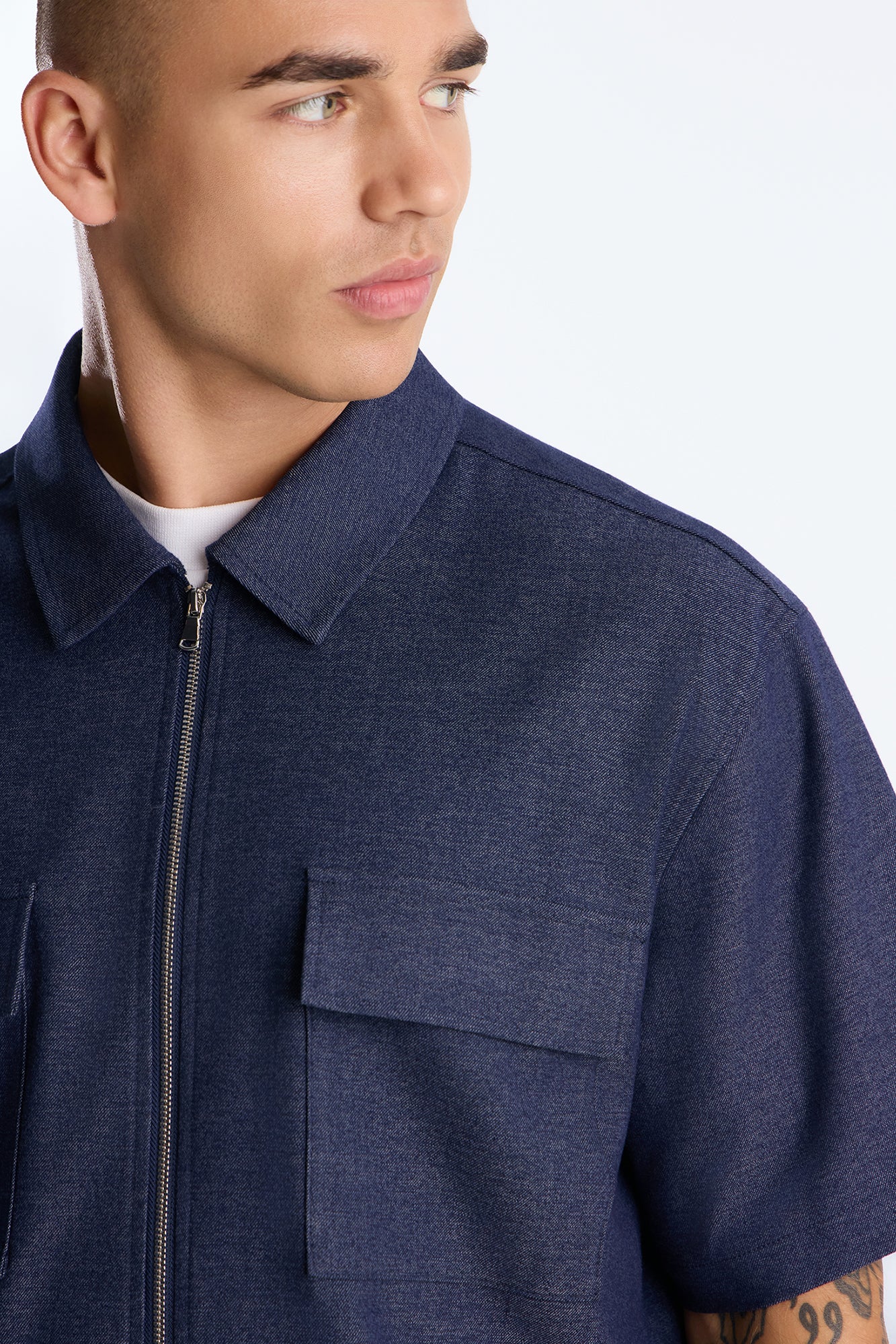 Moderne Cargo Full Zip Shirt - Navy