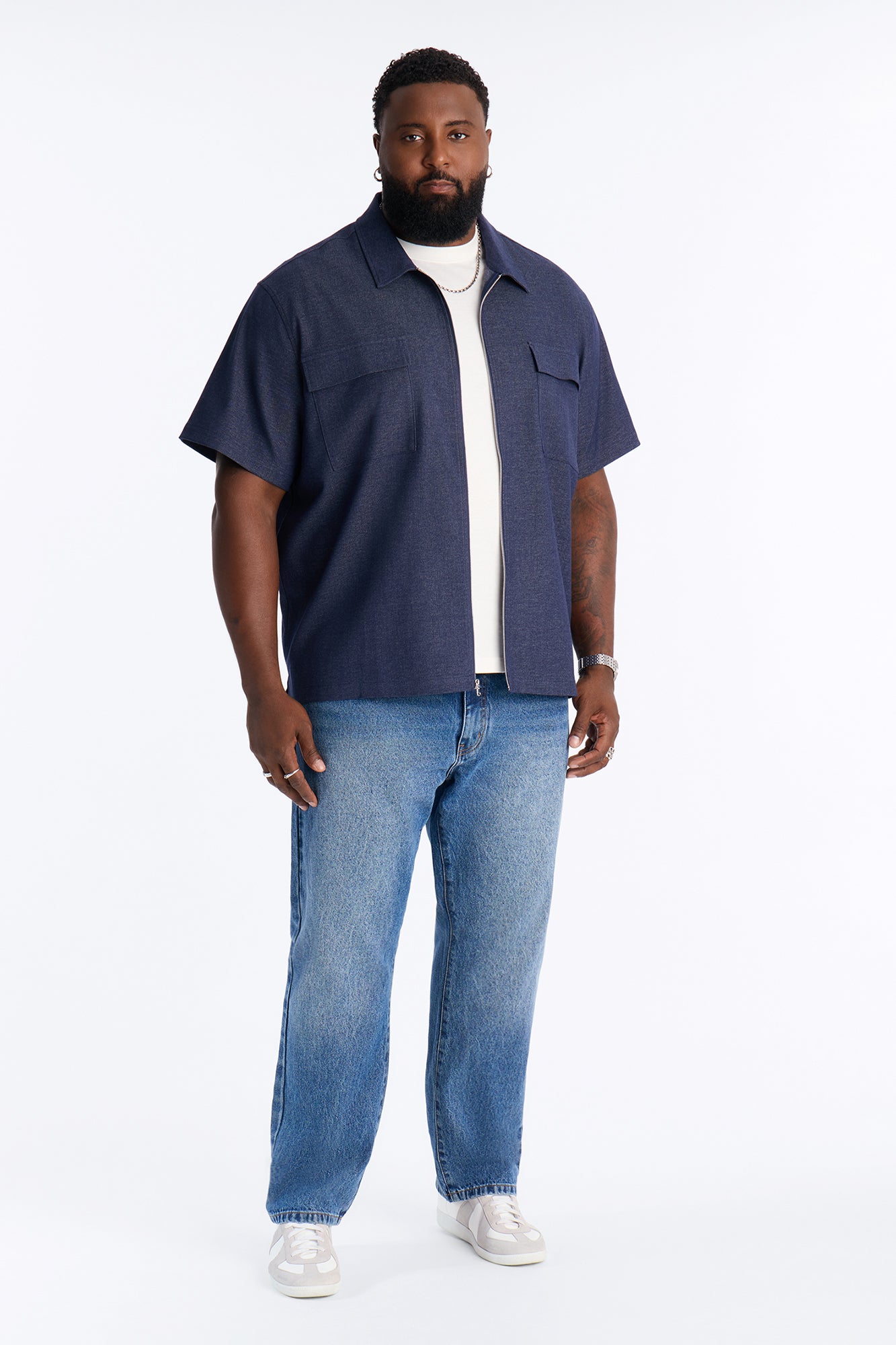 Moderne Cargo Full Zip Shirt - Navy