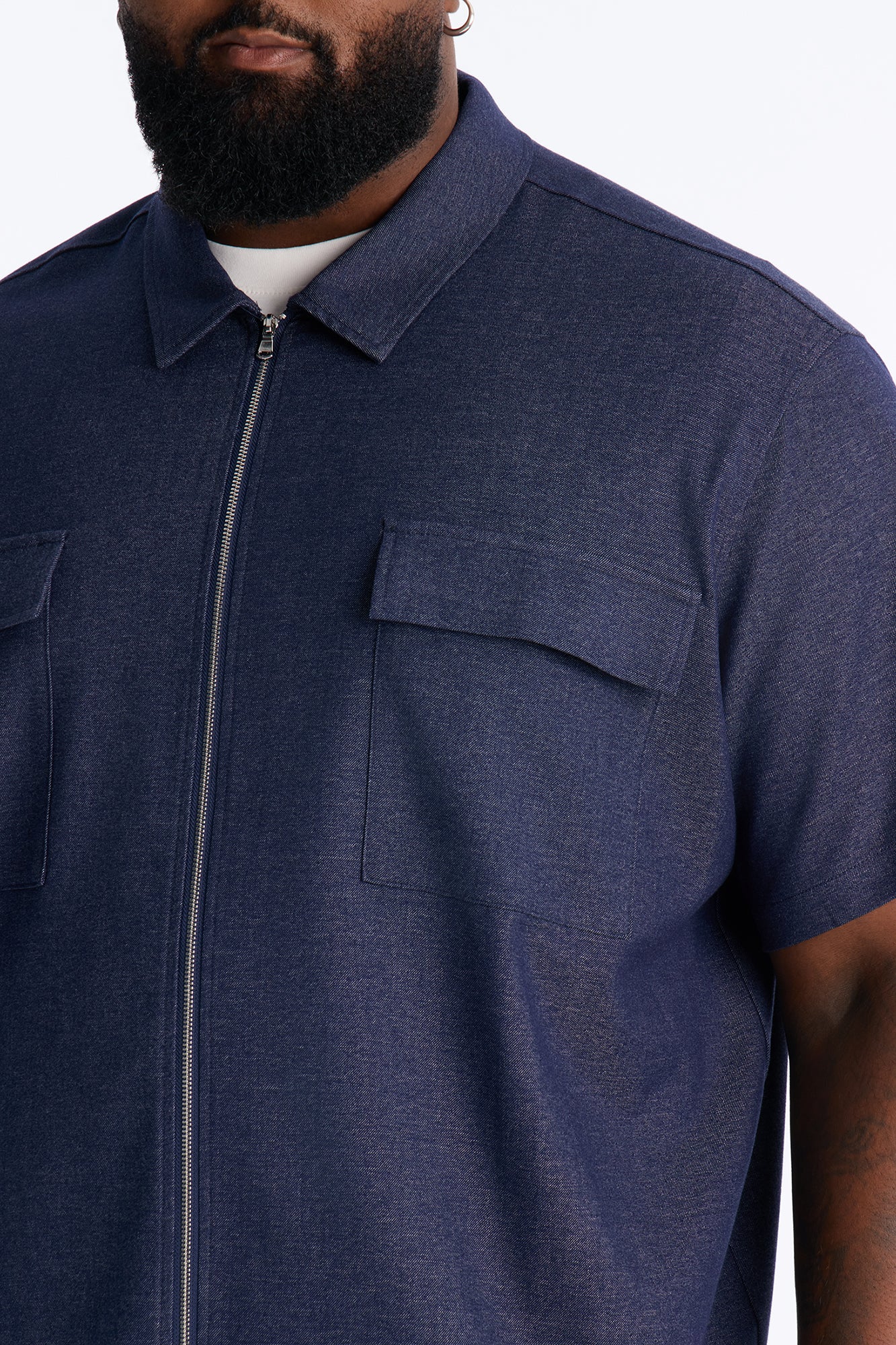 Moderne Cargo Full Zip Shirt - Navy