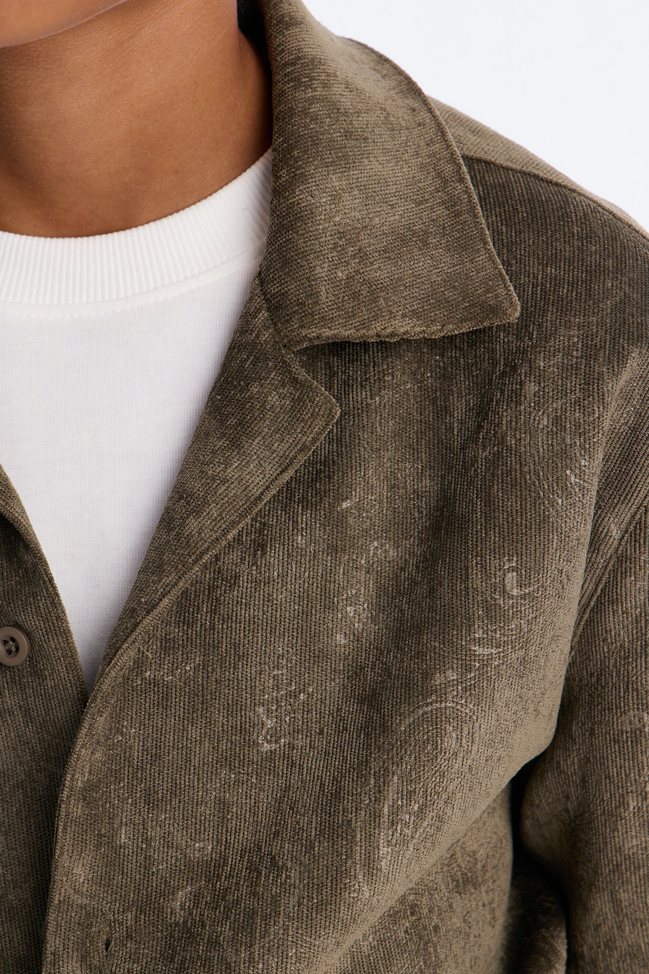 Mini Field Of Paisley Cuban Collar Button Up Shirt - Olive