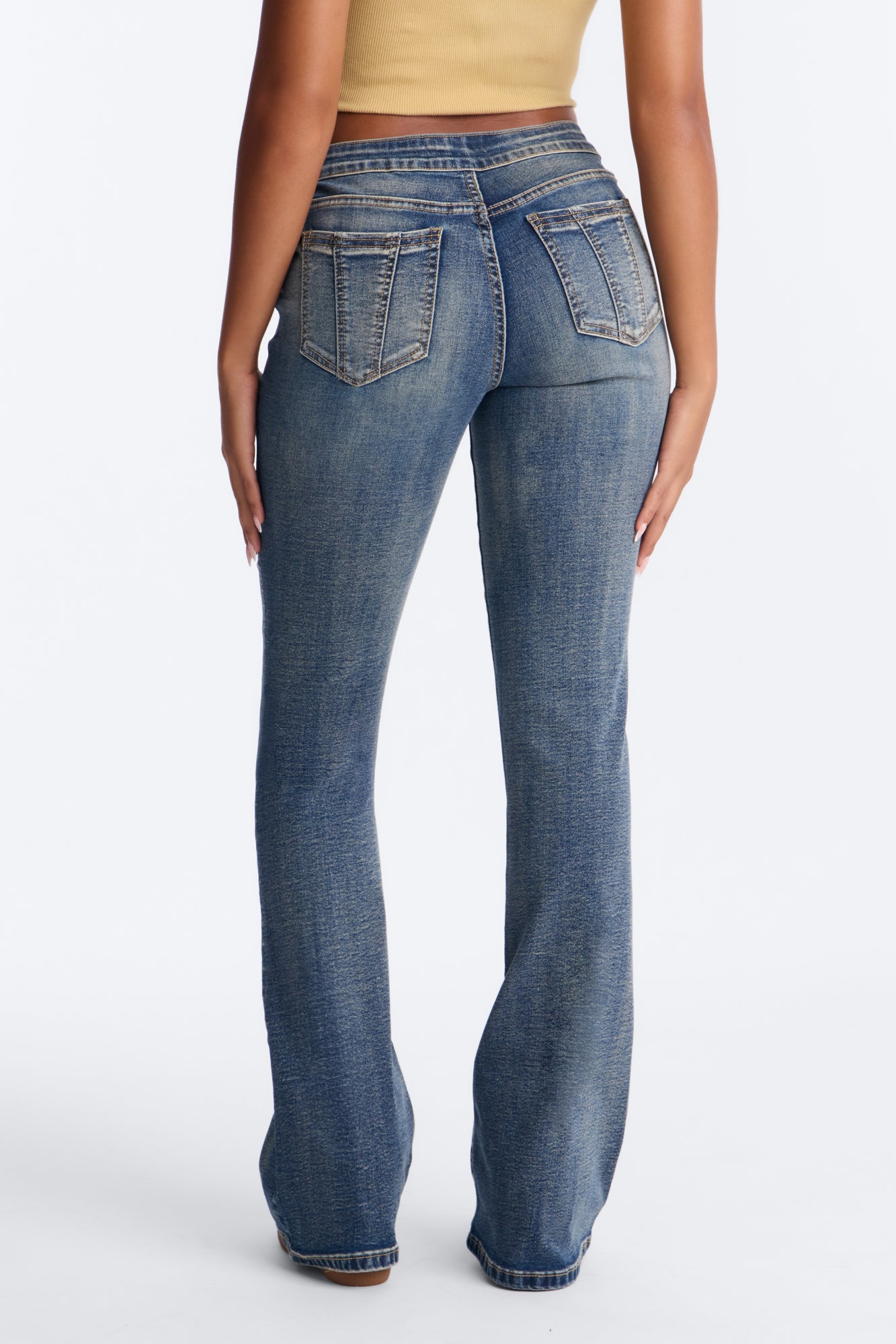 Light The Fire Low Rise Stretch Flare Jeans - Vintage Wash